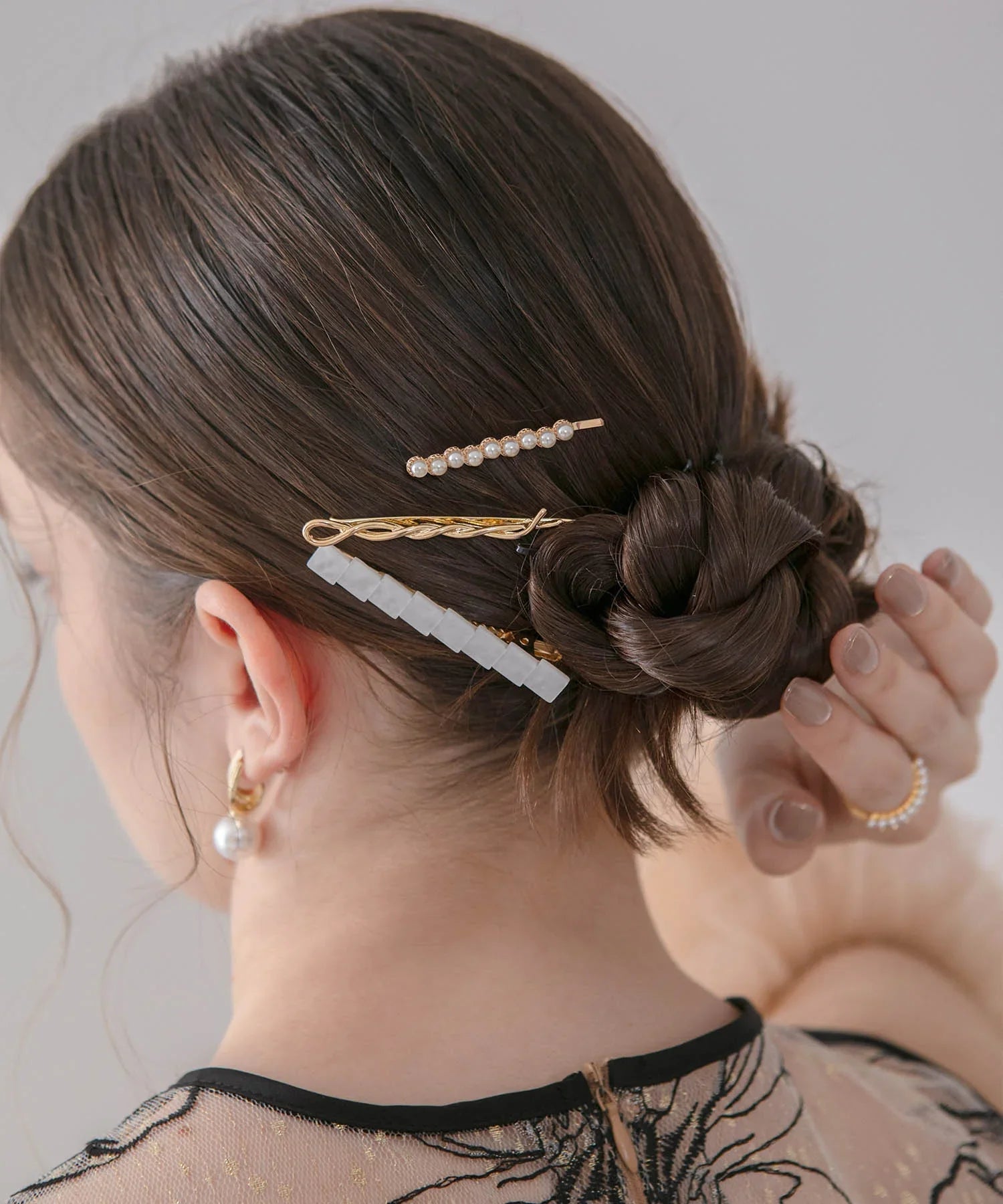 当日発送】パールニュアンスゴールドヘアピンセット