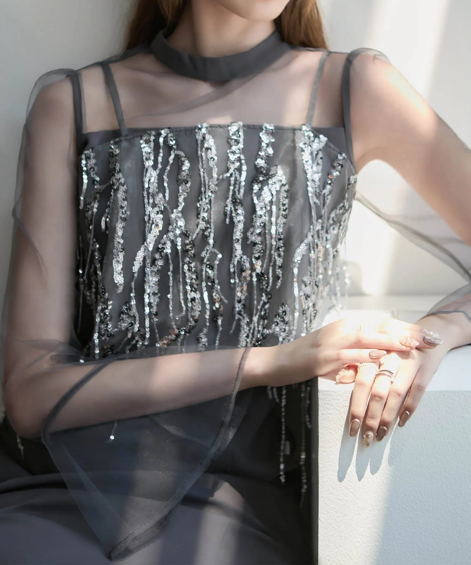 当日発送】2WAYスパンコールビスチェチュールIラインワンピース結婚式