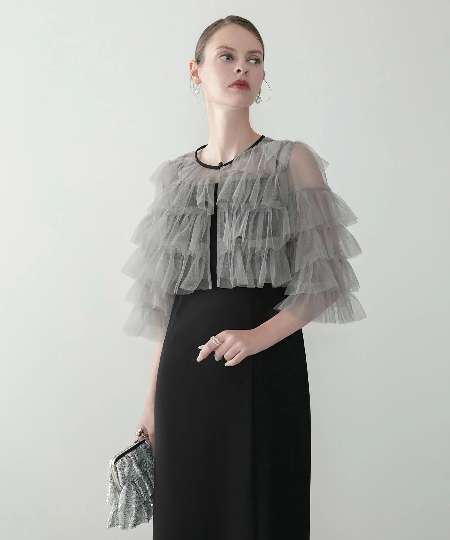 COMING SOON】ティアードチュールボレロ フリルIラインワンピースドレス