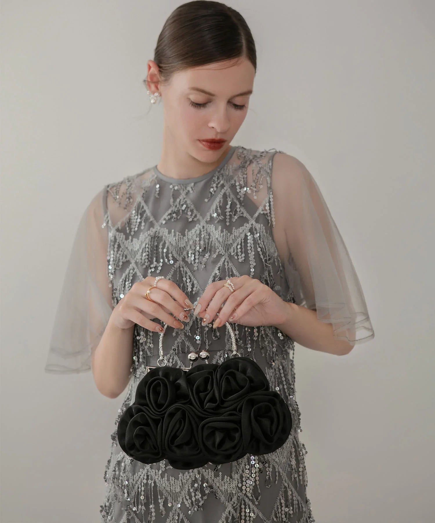 【予約販売】2WAYサテンローズバッグ