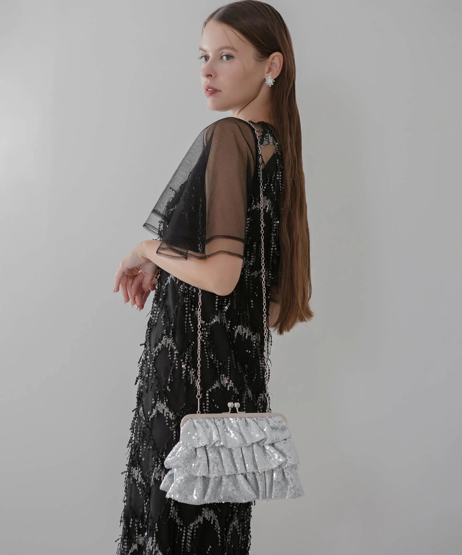 【当日発送】スパンコールフリルデザイン2WAYバッグ