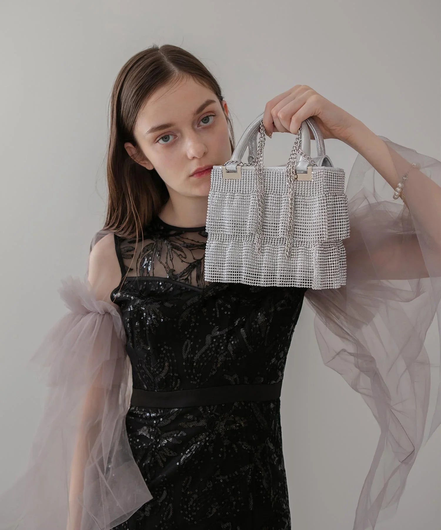 【当日発送】グリッターフリル2WAYハンドバッグ