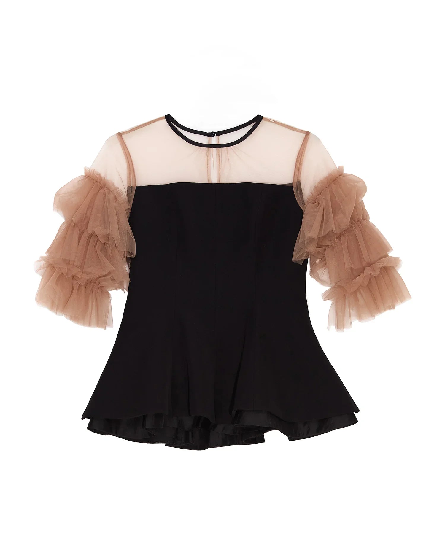 【当日発送】チュールスリーブペプラムセットアップパンツドレス