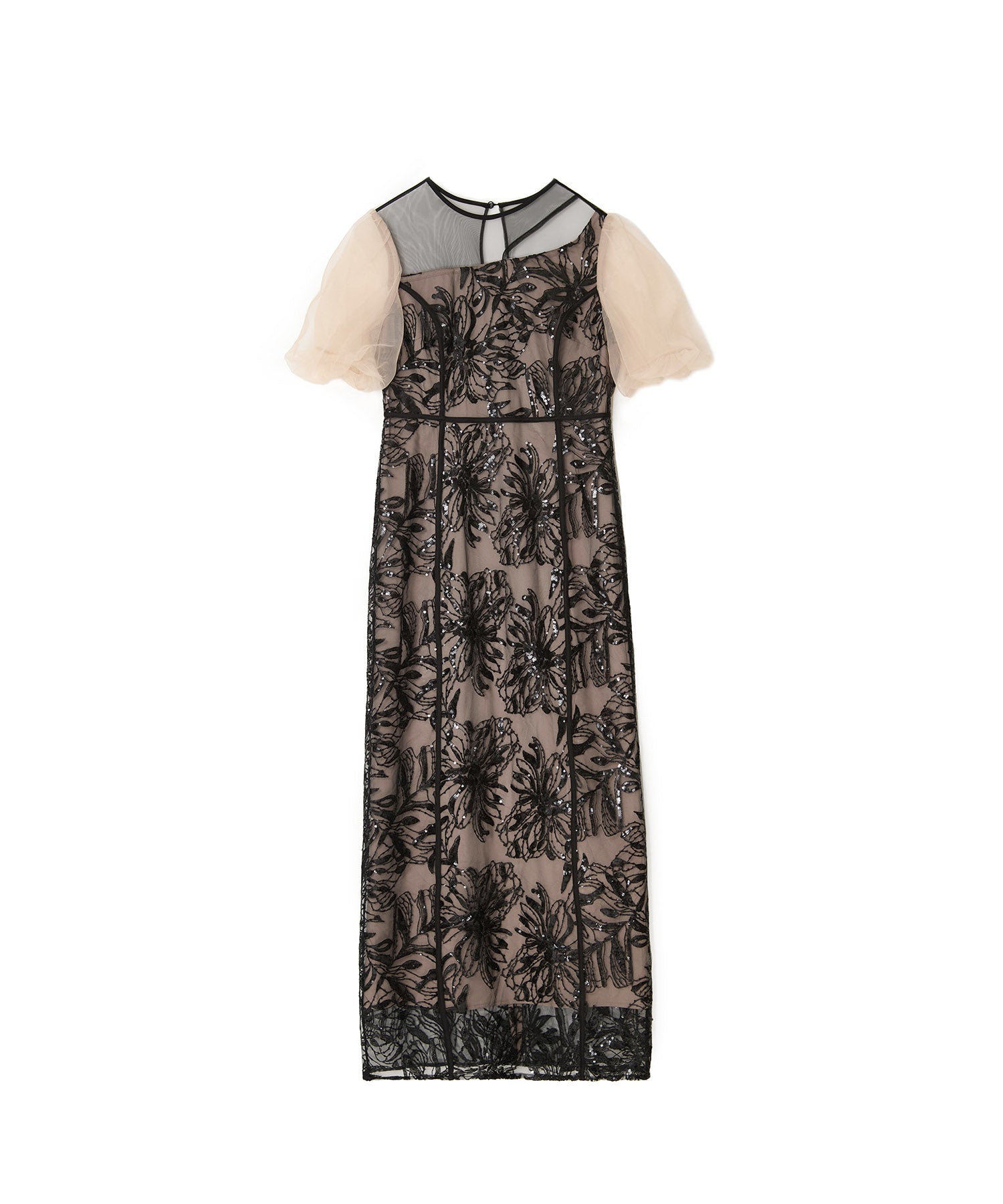 アシンメトリーシアーフラワーワンピースドレス結婚式パーティー成人式二次会デート 当日発送】アシンメトリーシアーフラワーワンピース結婚式ドレス