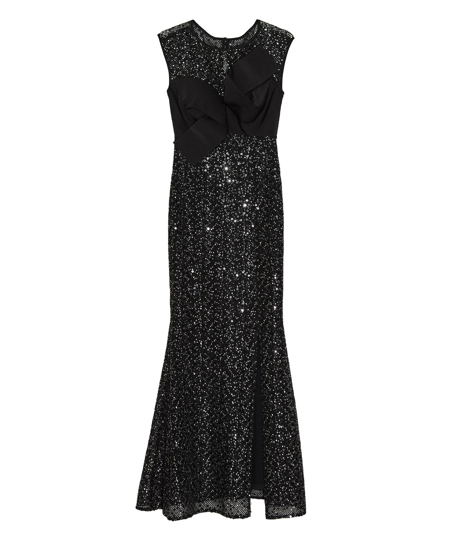 【LEJA LUXE】アシンメトリーツイストデザインスパンコールドレス