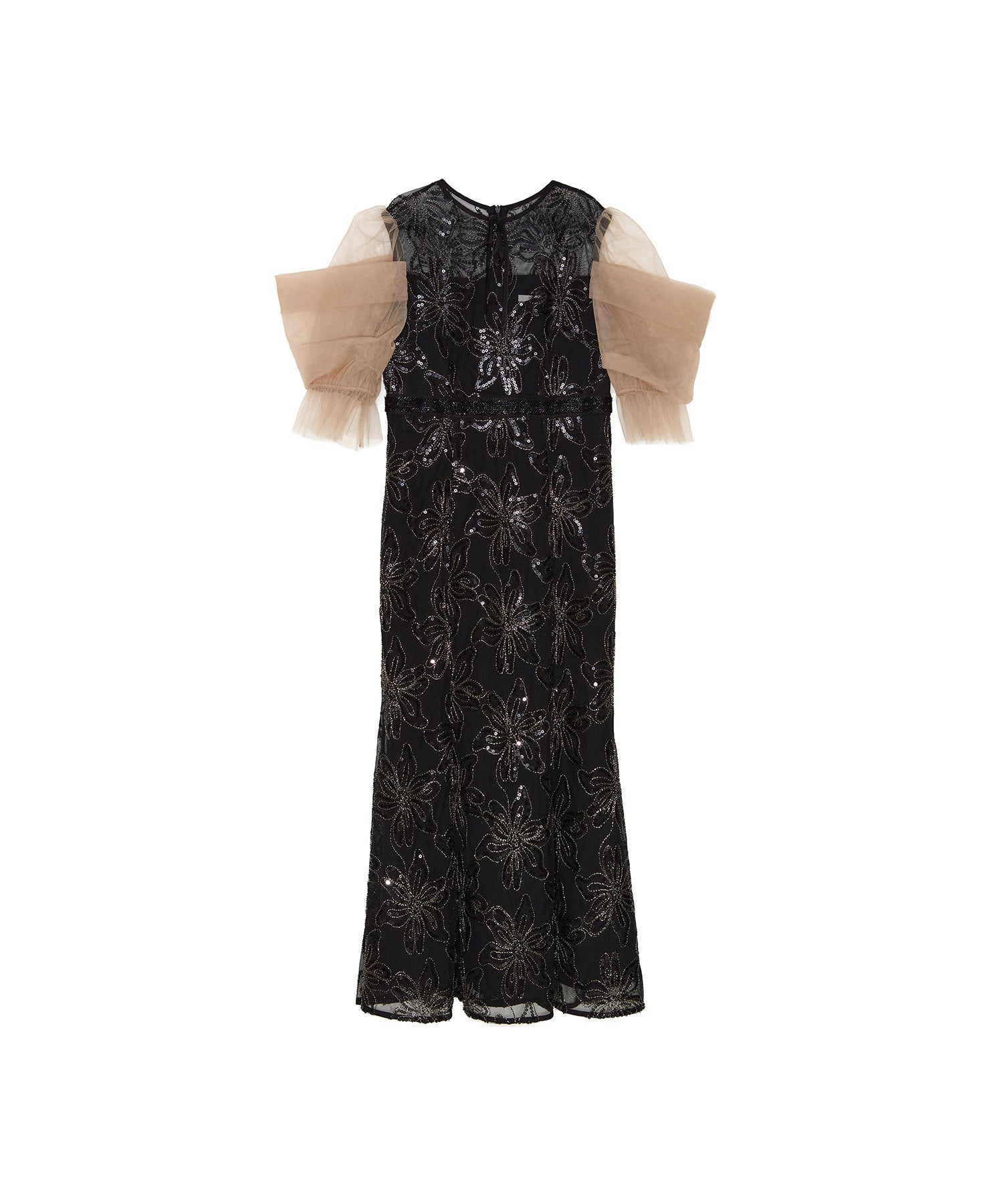 スパンコールフラワーリボンチュールワンピースドレス leja 当日発送】スパンコールフラワーリボンチュールワンピース結婚式