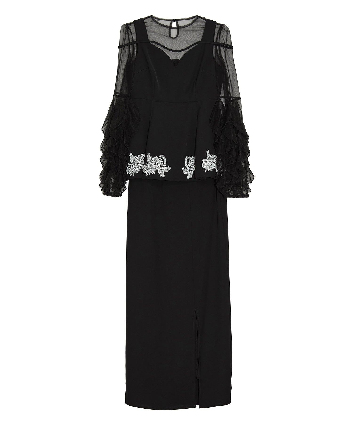 【当日発送】シアースリーブフリルペプラムタイトスカートセットアップドレス