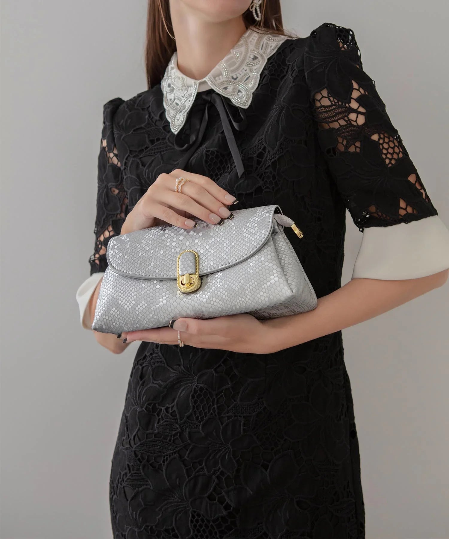 【当日発送】2WAYパイソンゴールドチェーンバッグ