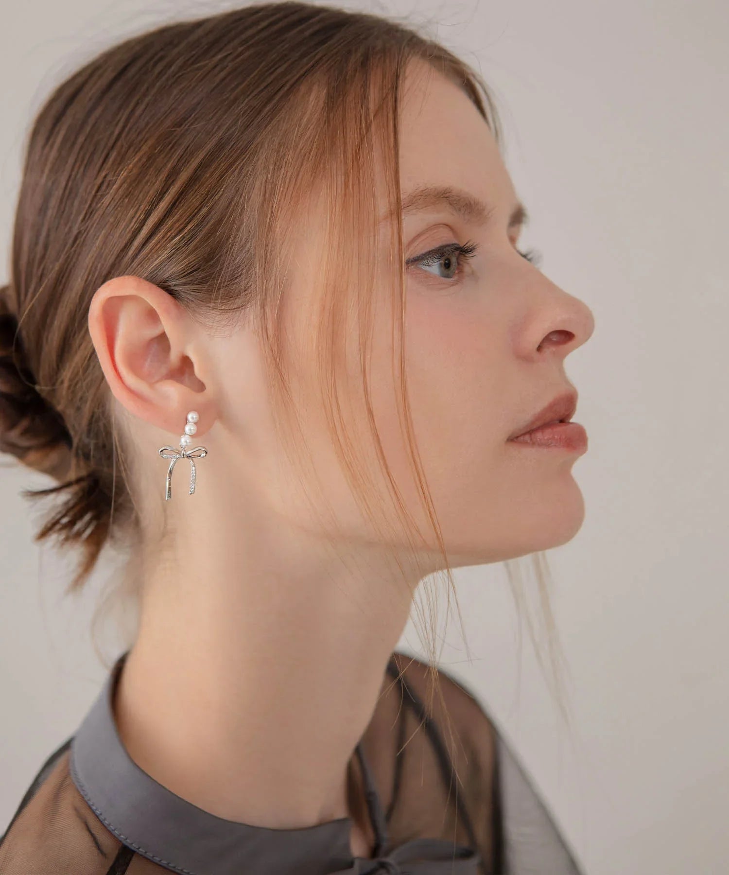 当日発送】ドロップパールリボンピアス