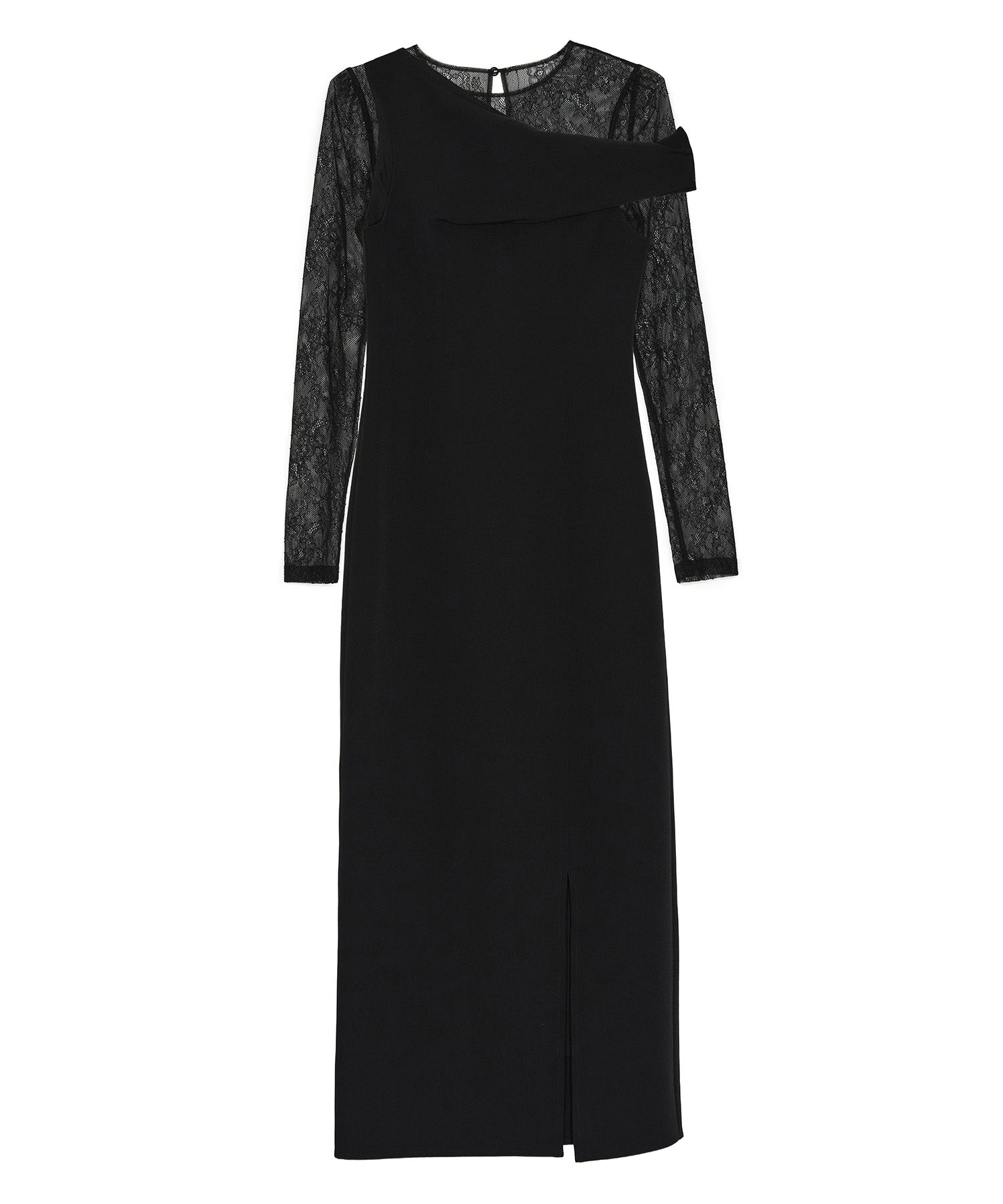 【当日発送】アシンメトリーレースレイヤードフロントスリットセットアップドレス