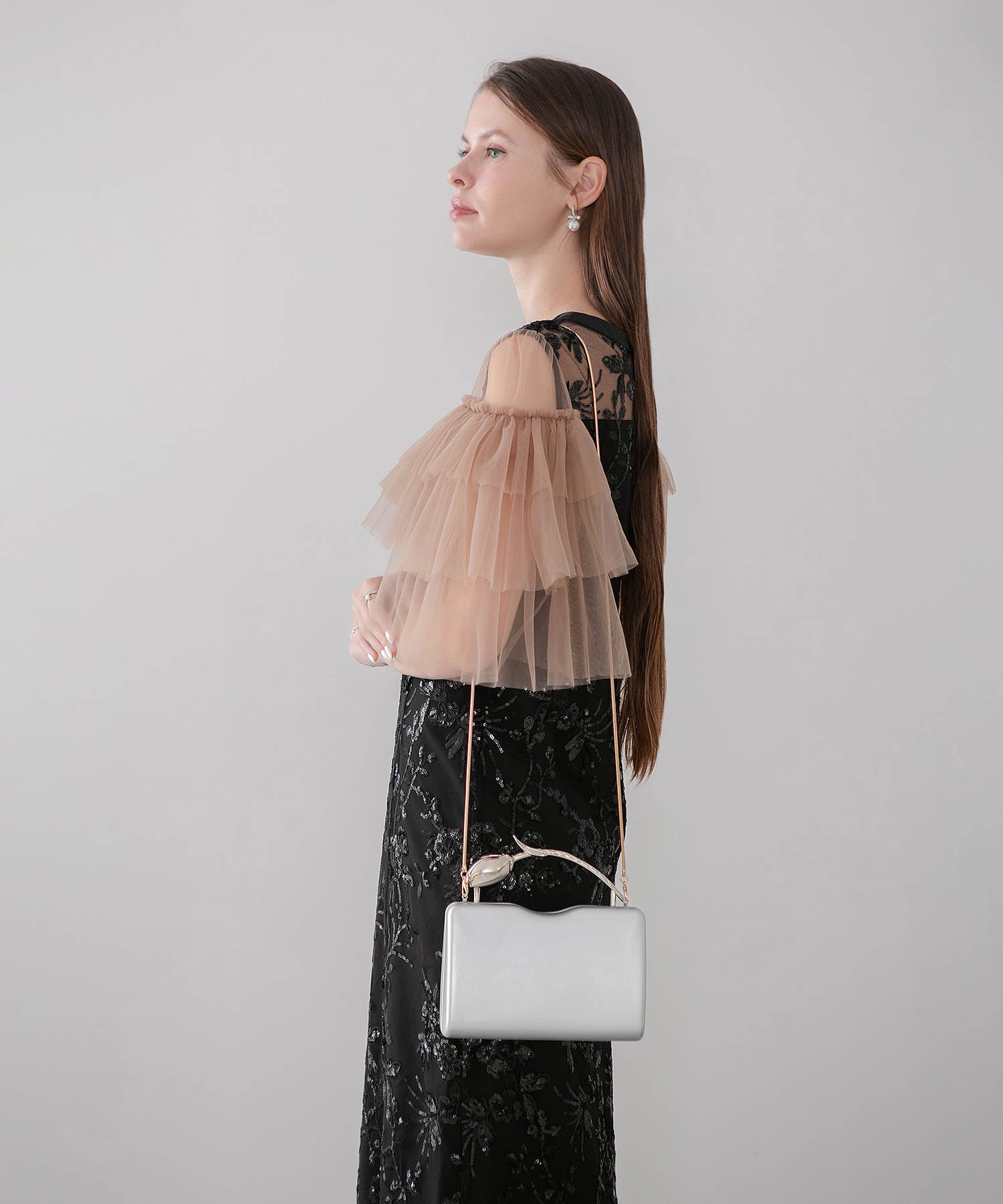 【COMING SOON】チューリップメタルハンドルグリッター2WAYバッグ