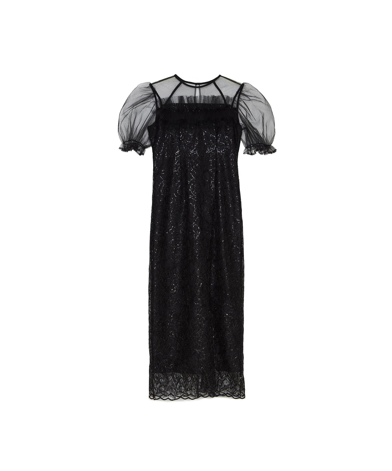 当日発送】チュールフラワースパンコールIラインワンピース結婚式ドレス