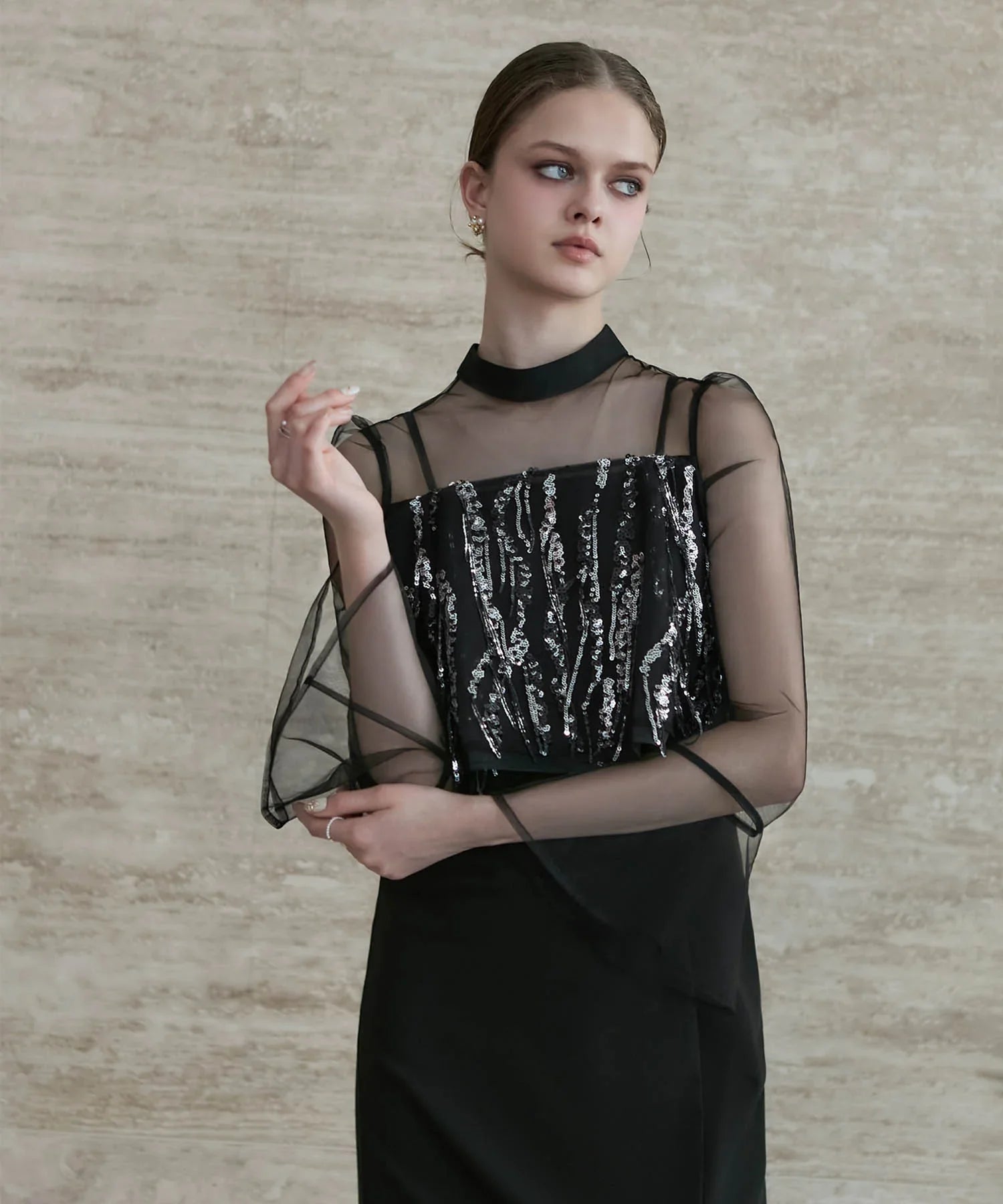 当日発送】2WAYスパンコールビスチェチュールIラインワンピース結婚式