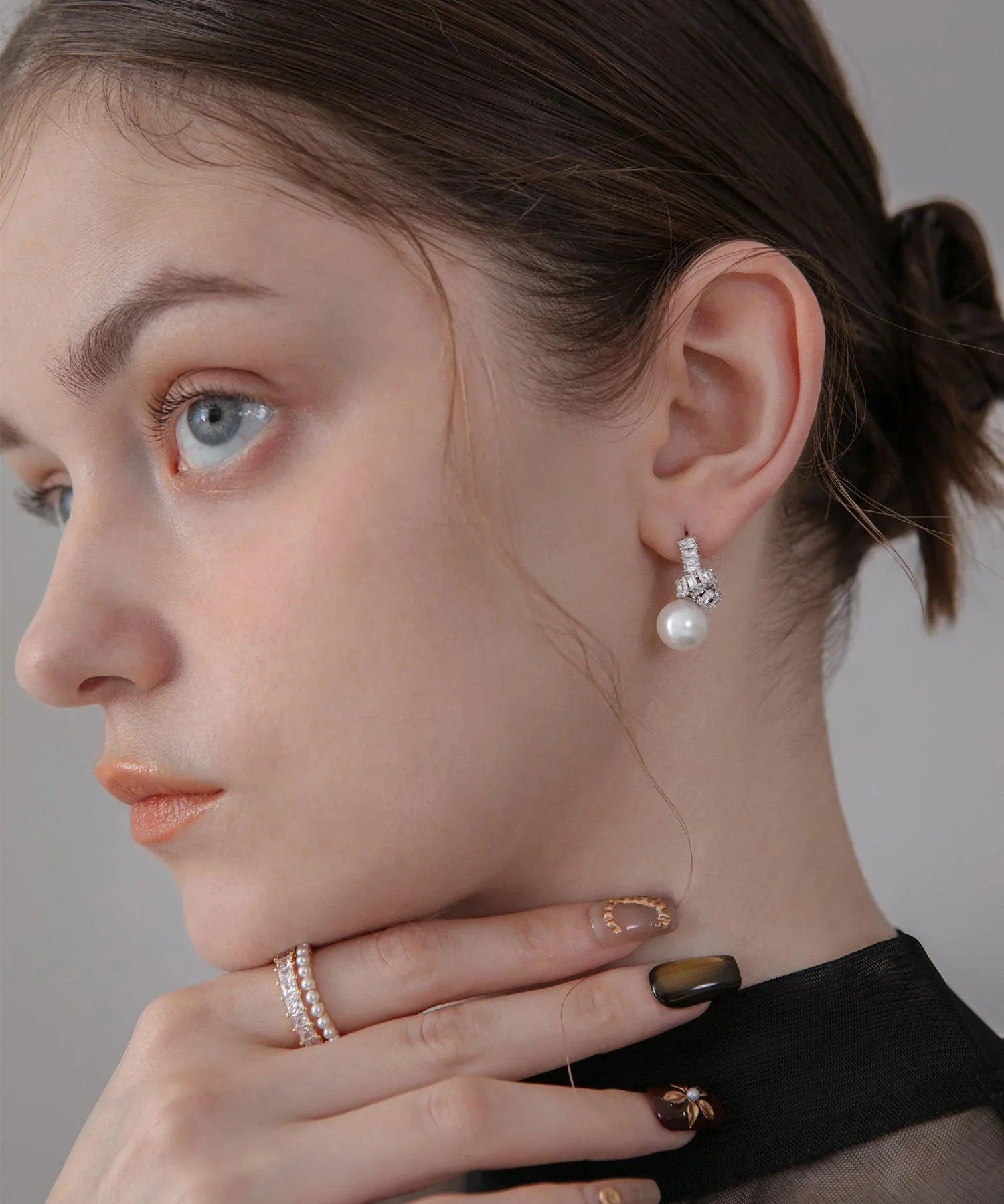 【当日発送】ツイストビジュードロップパールピアス