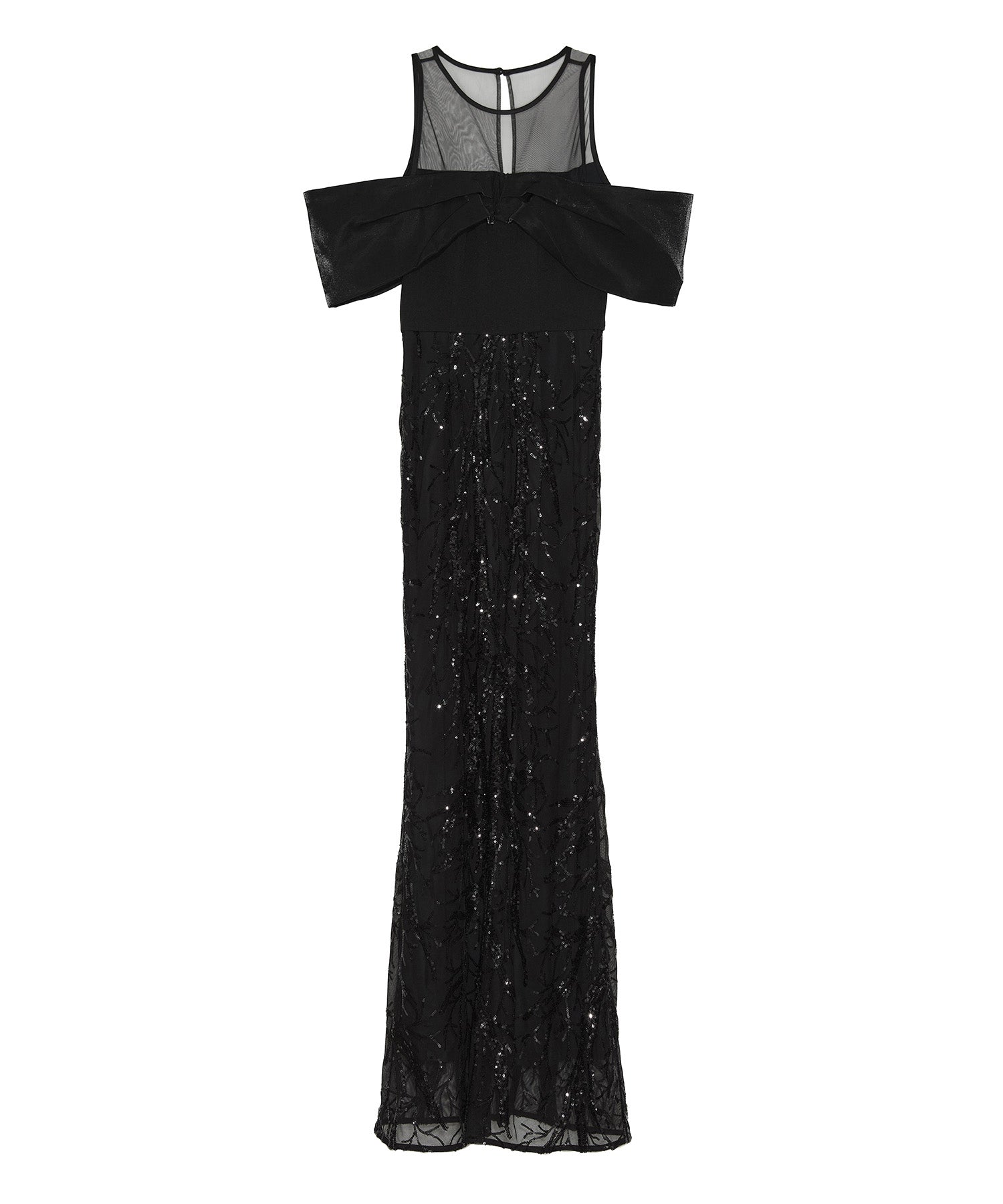 【LEJA LUXE】シースルーオフショルダーデザインスパンコールマーメイドドレス