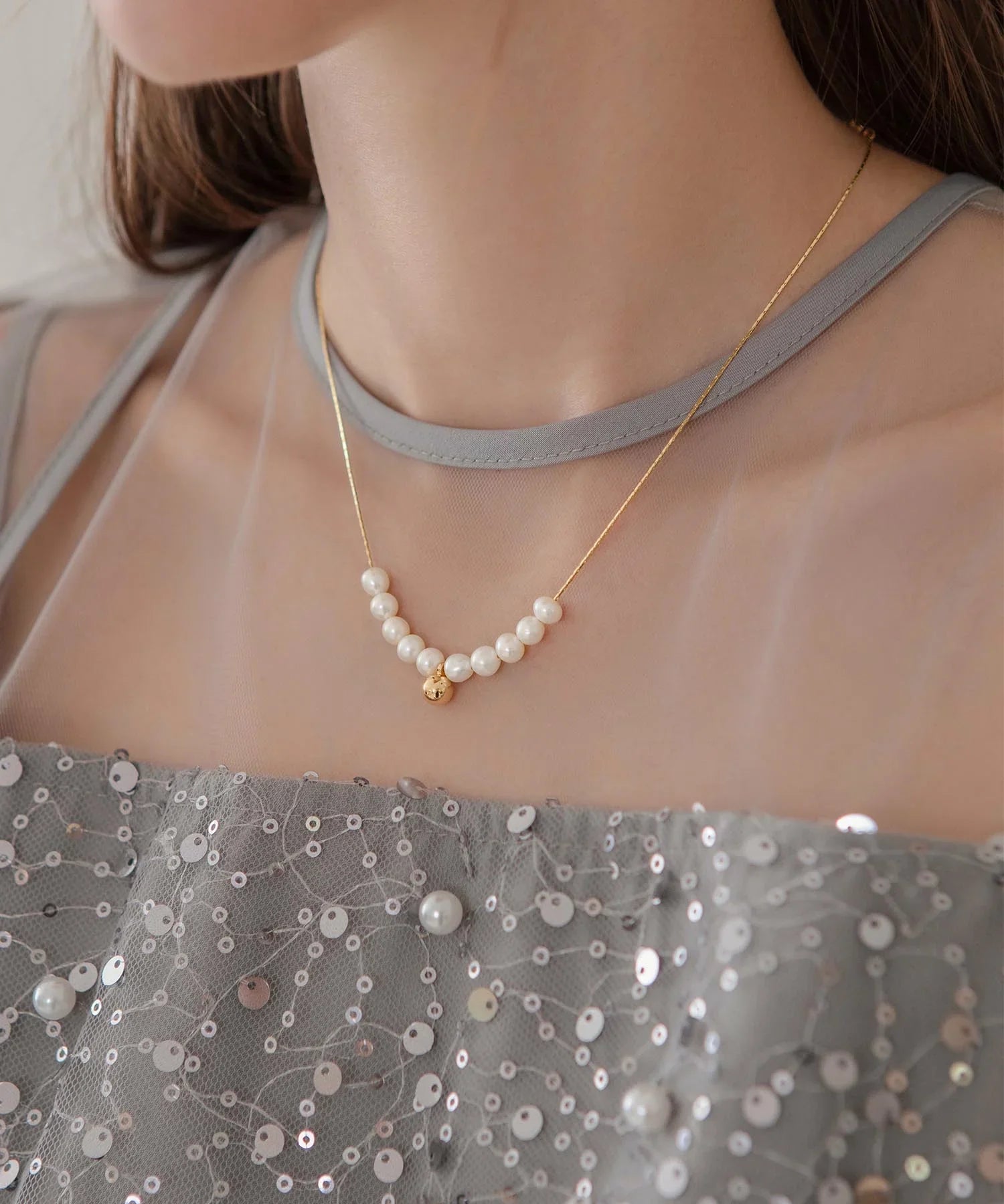 【当日発送】パールゴールドデザインネックレス