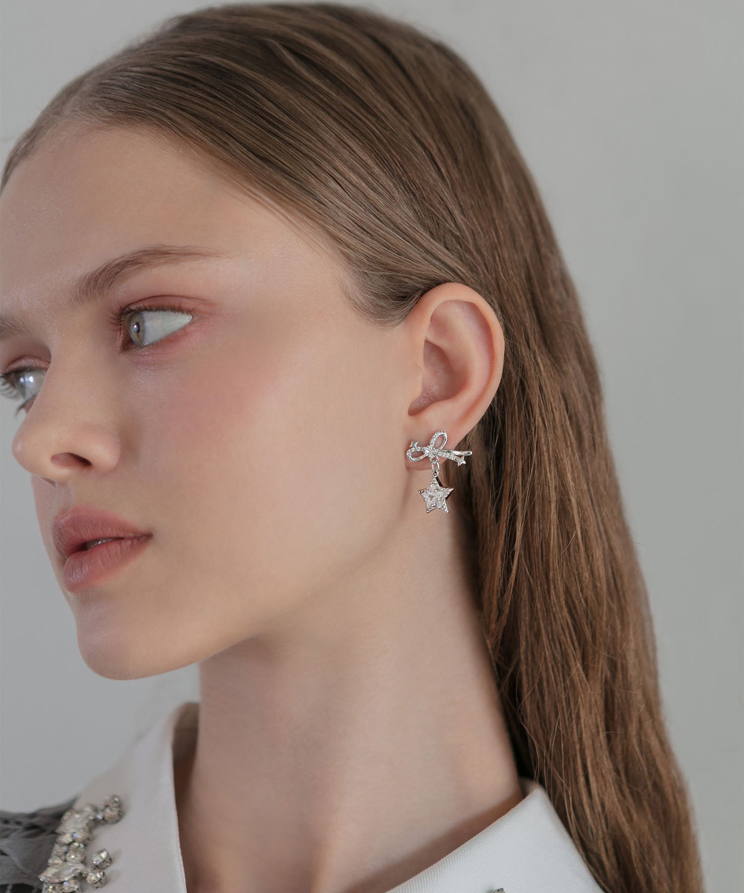 【当日発送】リボンスターモチーフシルバーピアス