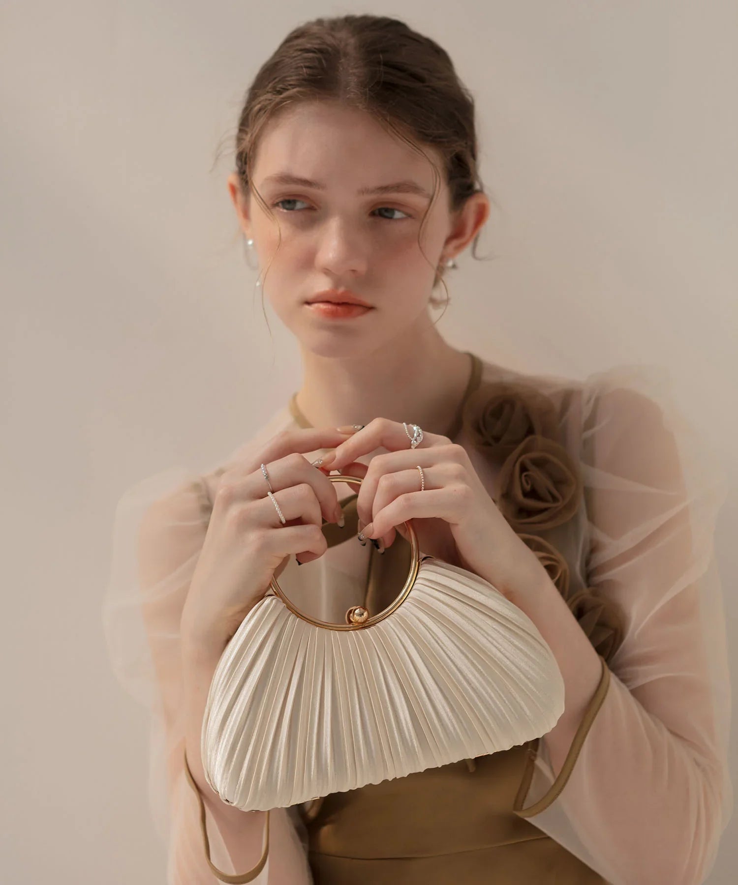 【当日発送】2WAYプリーツゴールドラインバッグ