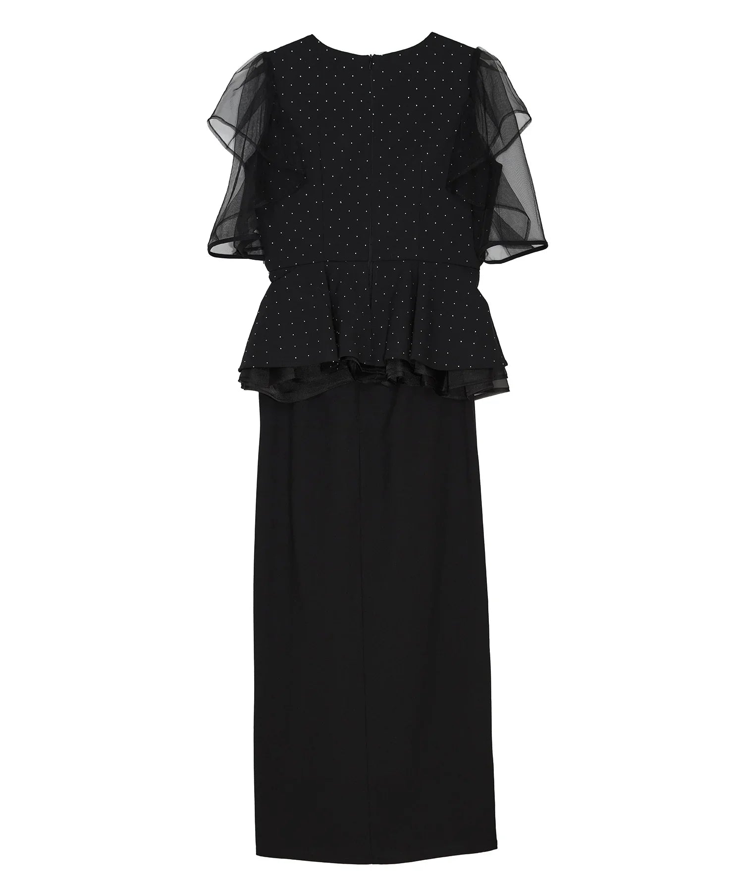 当日発送】ドットストーンチュールペプラムセパレートIラインドレス