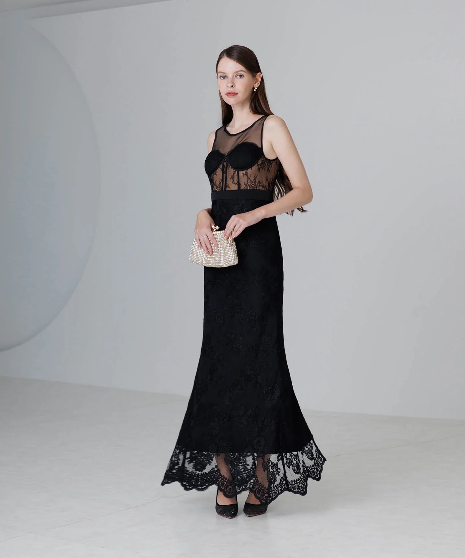 LEJA LUXE】シェルカップレースマーメイドドレス