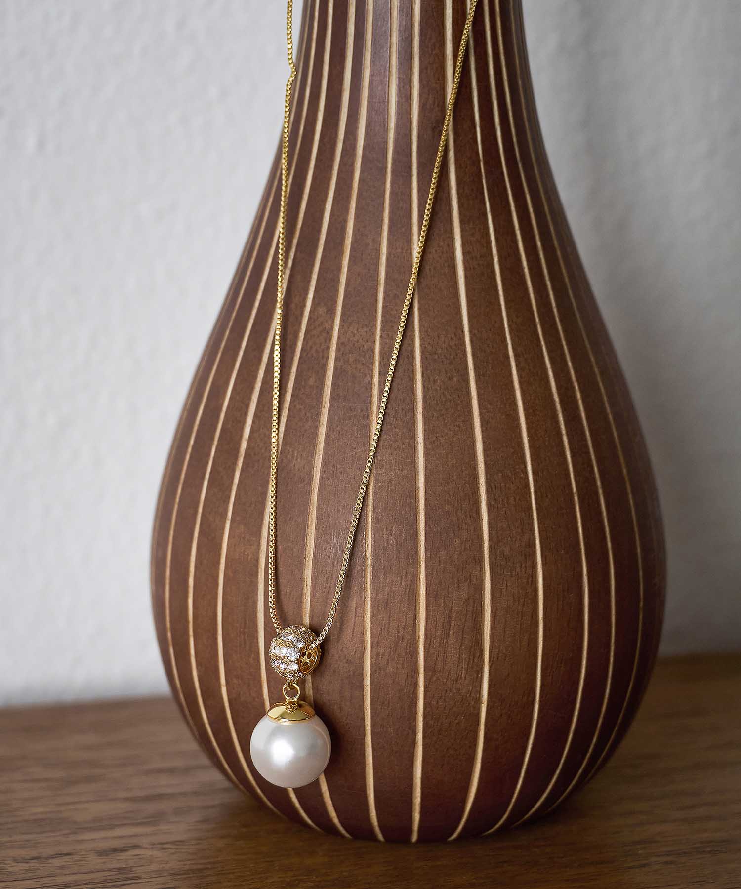 【予約販売】ゴールドストーンパールペンダントネックレス
