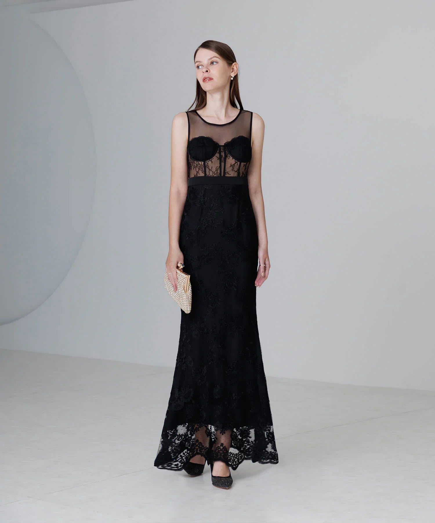 【美品】Lejaレースドレス ブラック LEJA LUXE】シェルカップレースマーメイドドレス