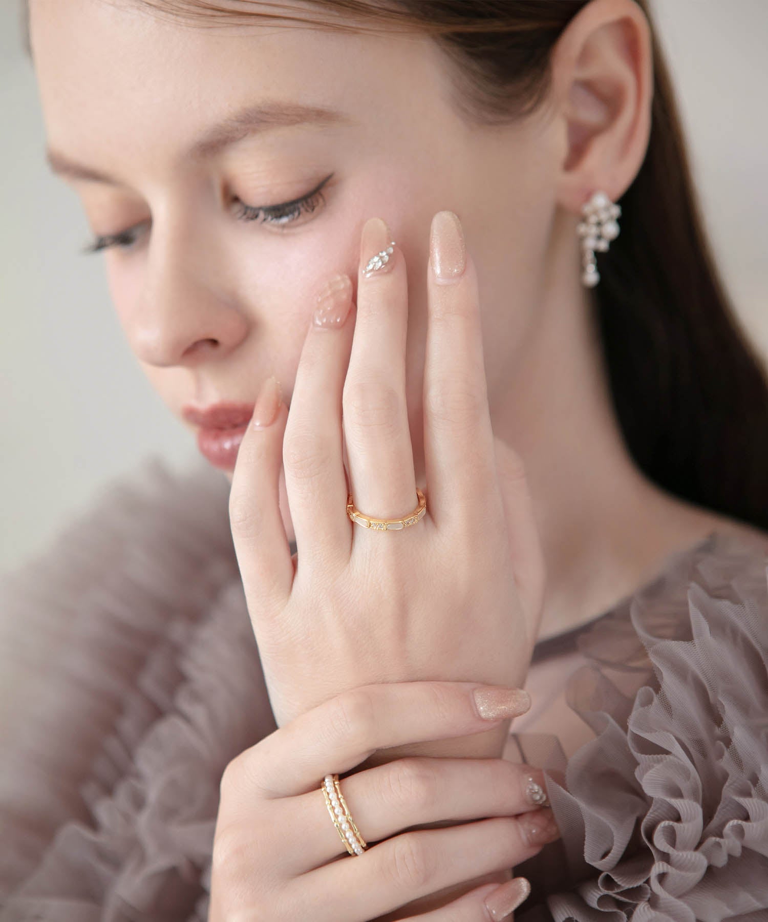 【当日発送】ゴールドスクエアビジューリング