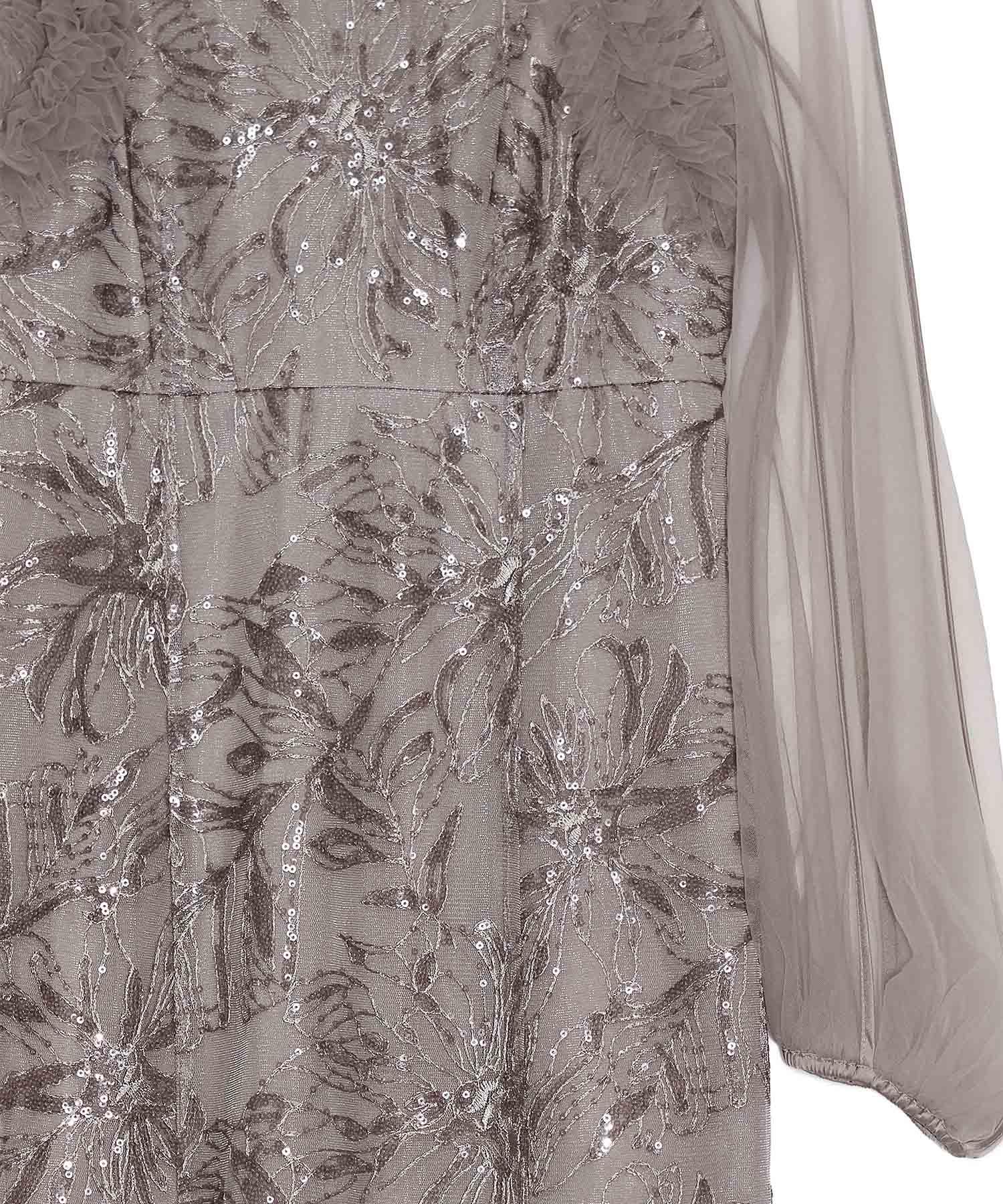 当日発送】フラワースパンコールチュールフリルロングスリーブ