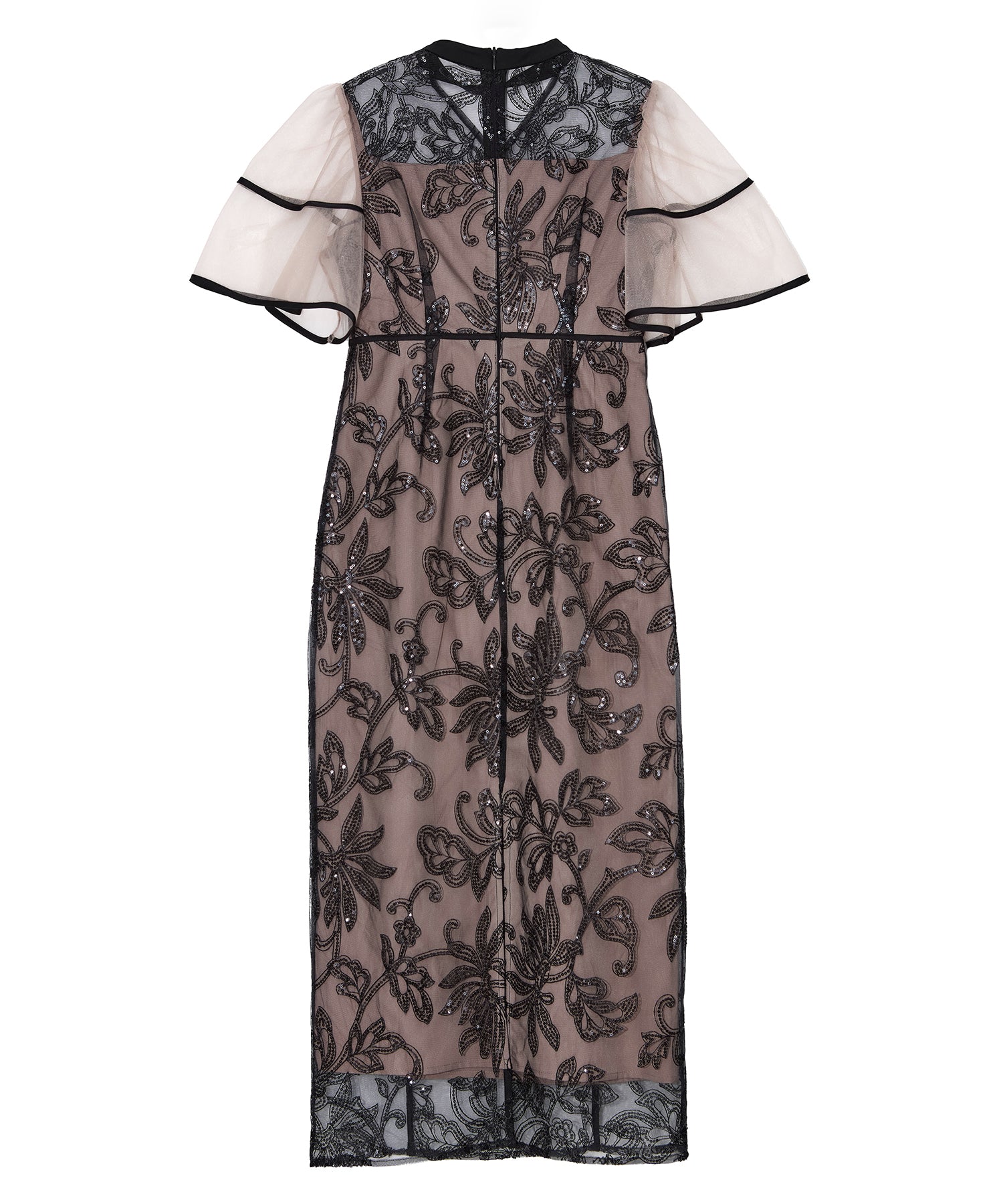 【当日発送】スパンコールフラワーIラインワンピースドレス