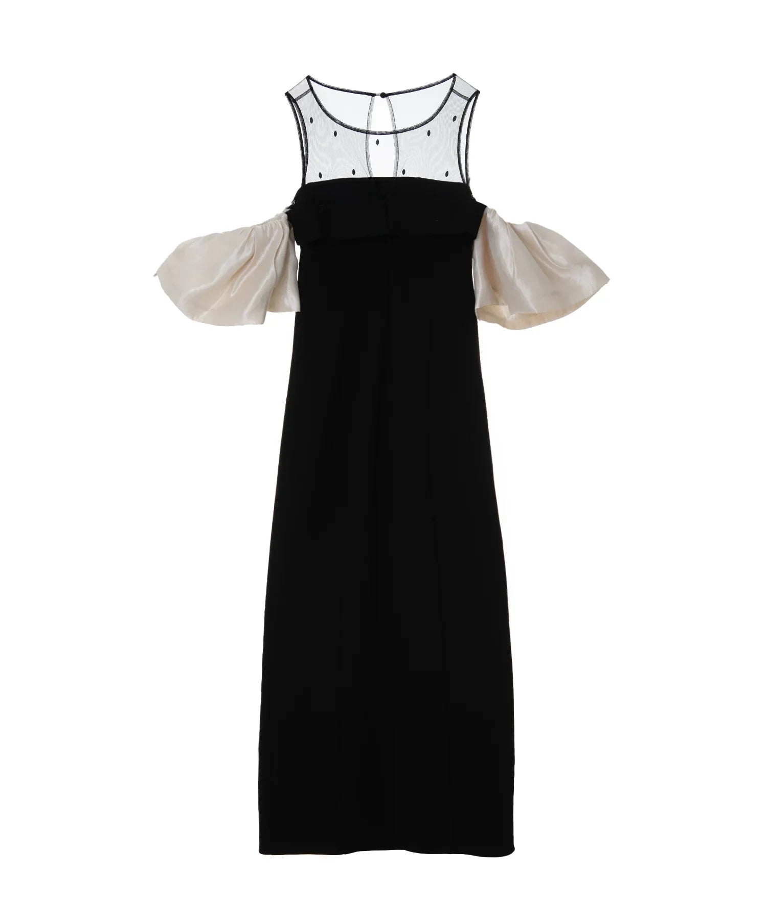 【LEJA LUXE】2WAY front sheer bejeweled I-line dress