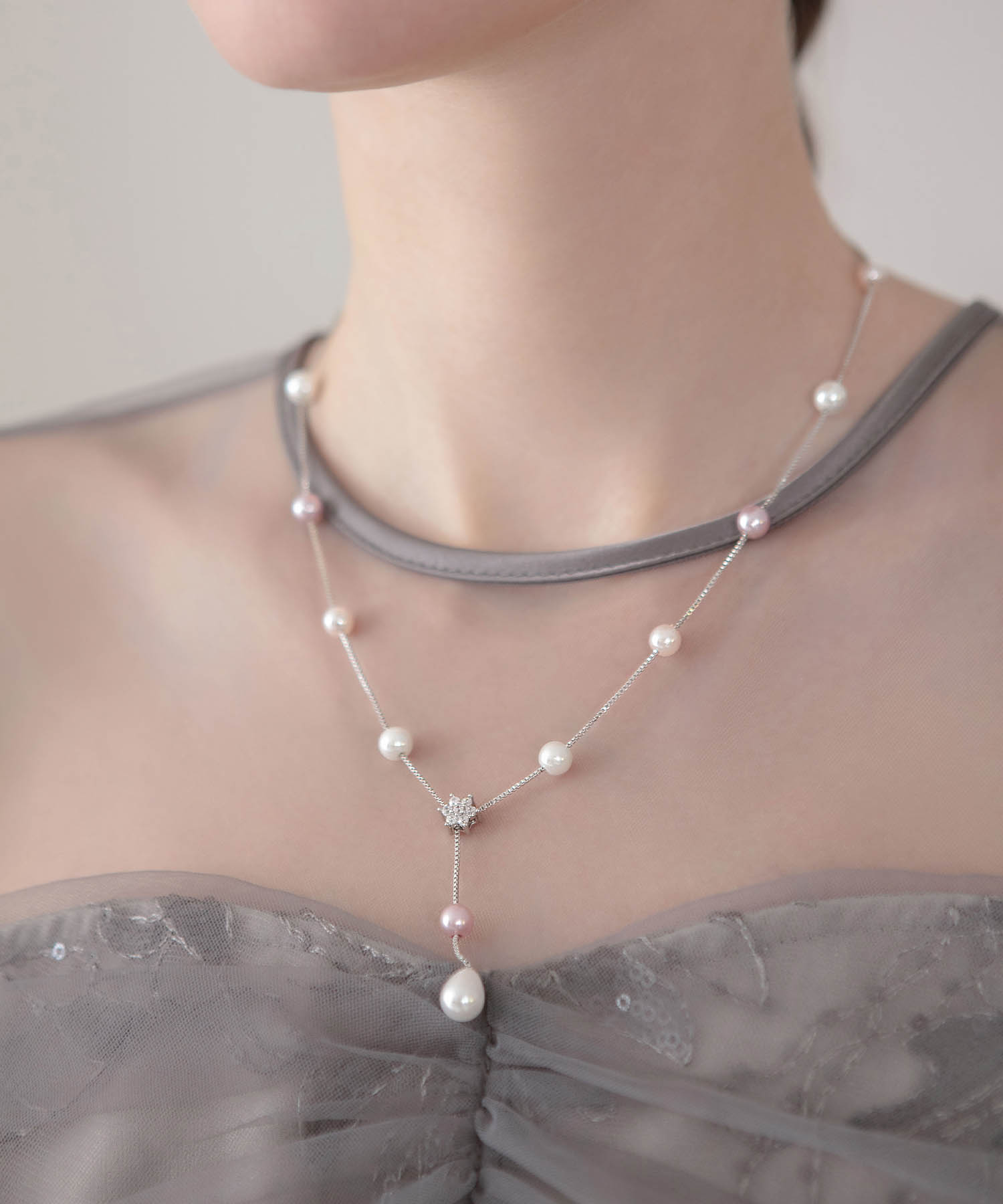 【COMING SOON】ミックスパールビジューモチーフネックレス