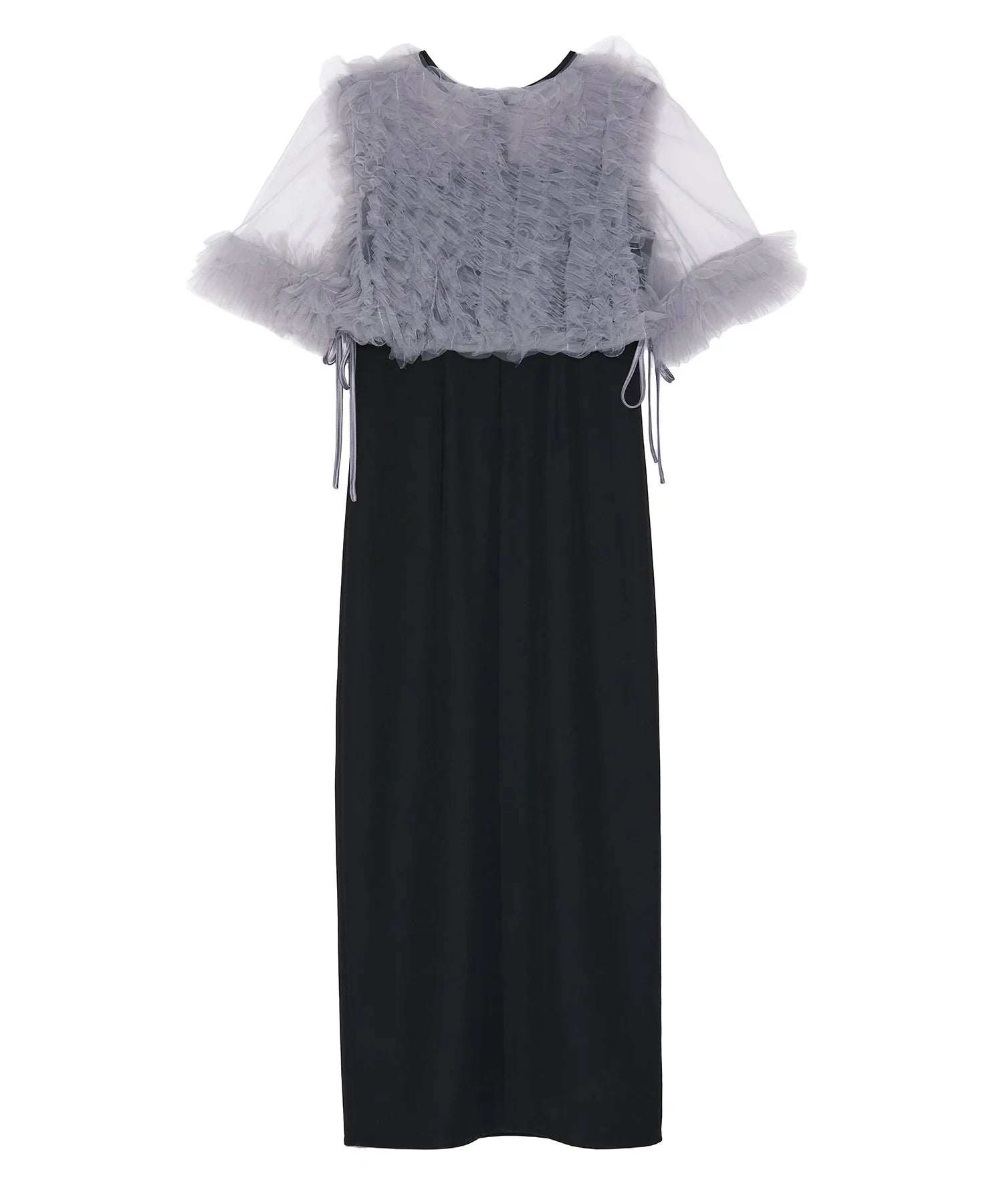 当日発送】チュールフリルビスチェIラインワンピースドレス