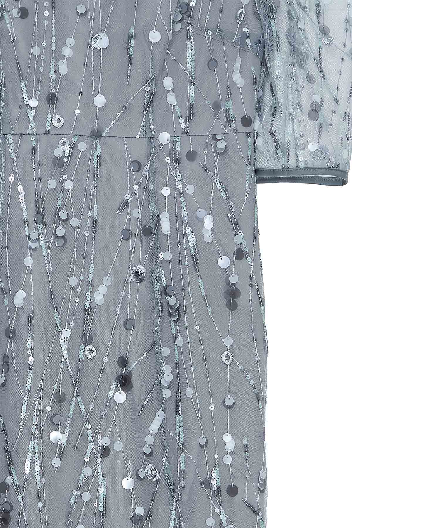 当日発送】スパンコールチュールオープンマーメイドワンピース結婚式ドレス