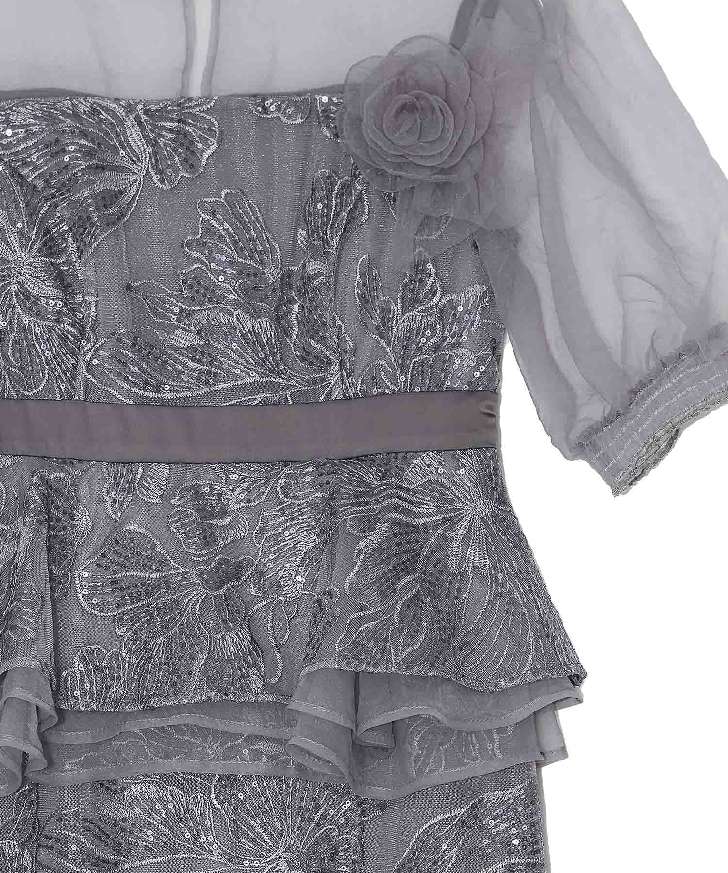 ローズペプラムIラインワンピースドレス 当日発送】ローズペプラムIラインワンピース結婚式ドレス