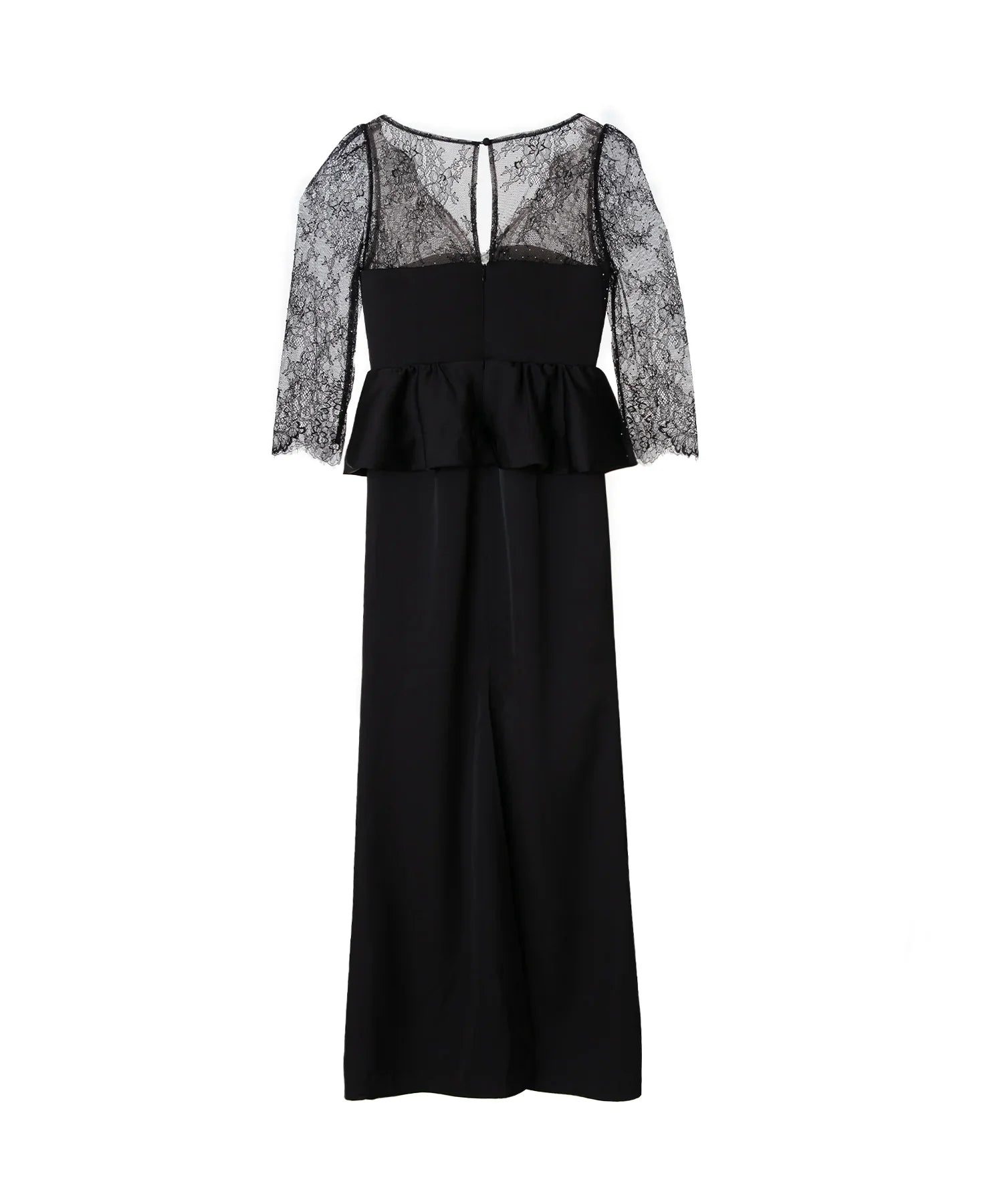  【LEJA LUXE】Lace stone peplum mermaid dress