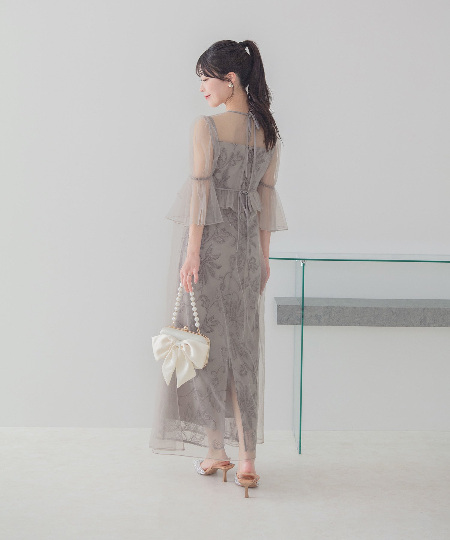 【COMING SOON】フラワースパンコールチュールシアーワンピースキャミワンピースドレス