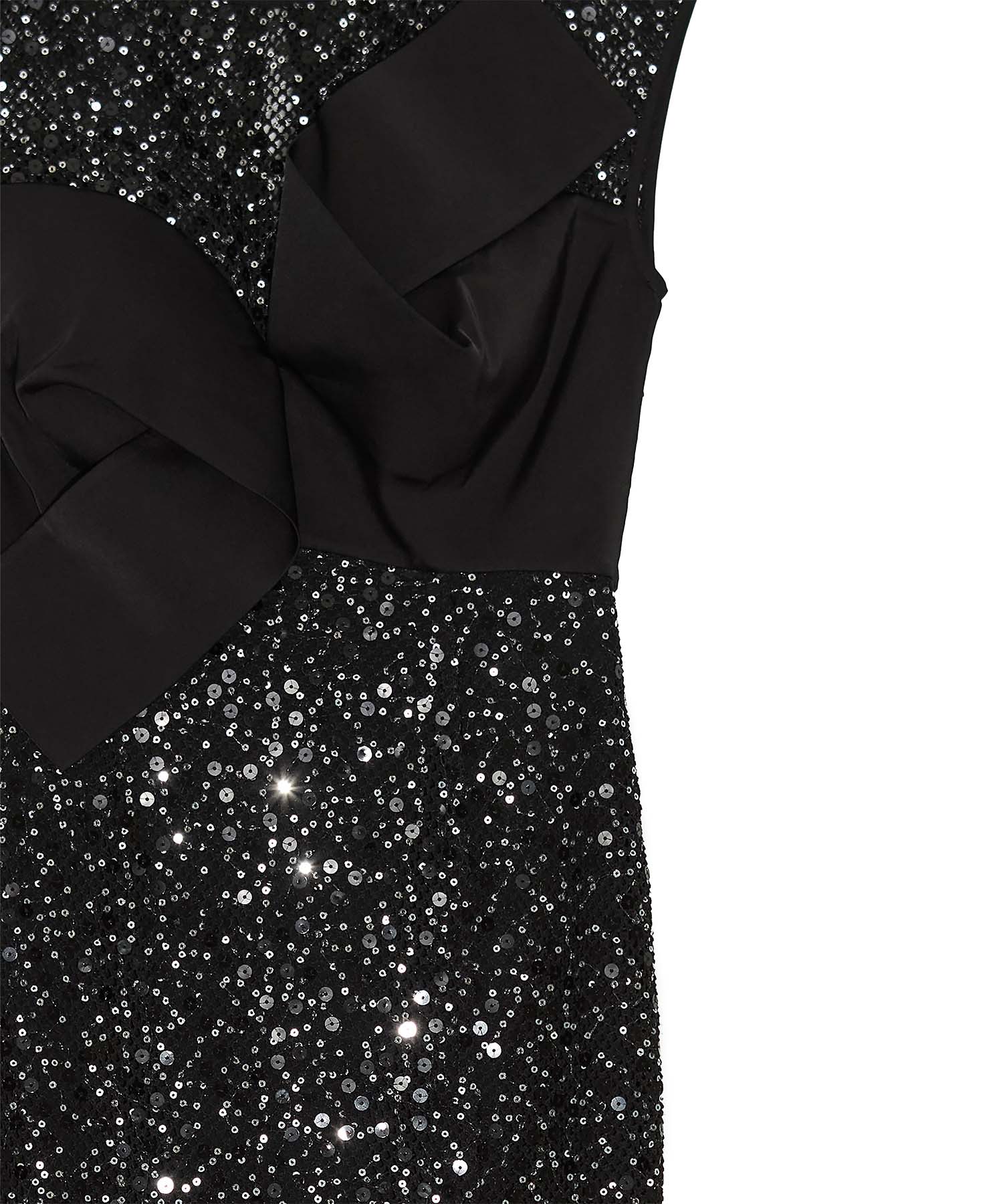 【LEJA LUXE】アシンメトリーツイストデザインスパンコールドレス