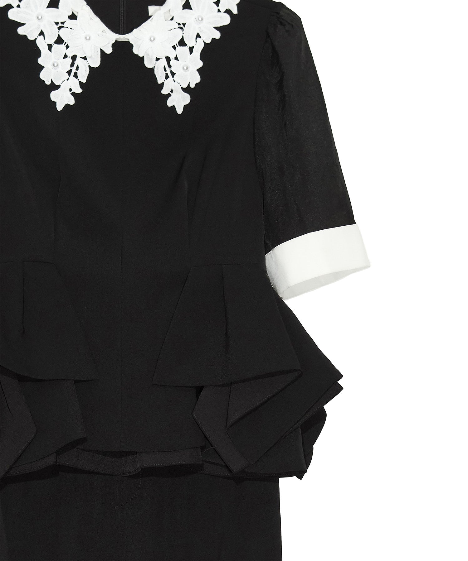 【当日発送】レースカラーペプラムブラウスパンツセットアップドレス