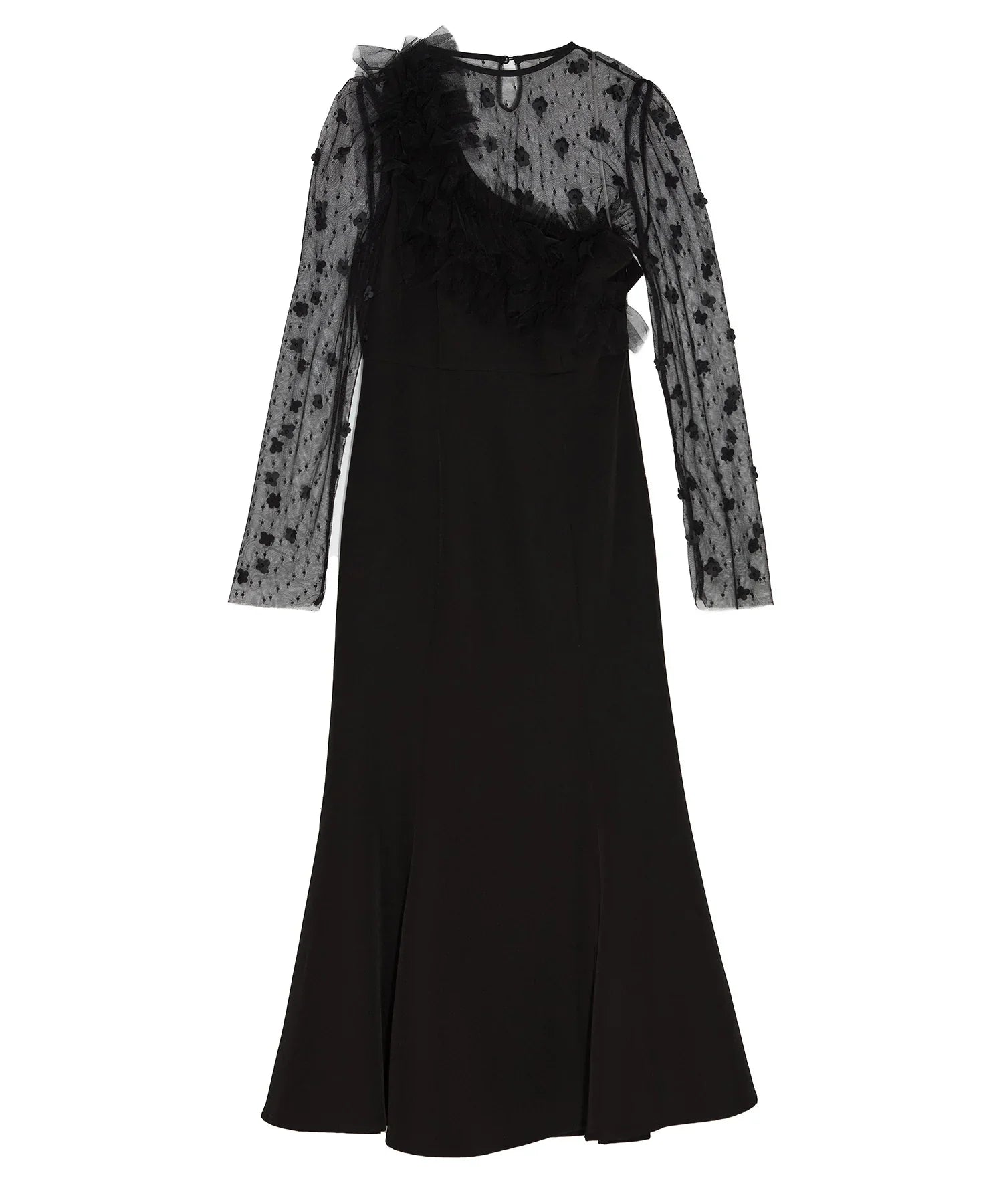 【当日発送】フラワーモチーフアシンメトリーチュールマーメイドワンピースドレス