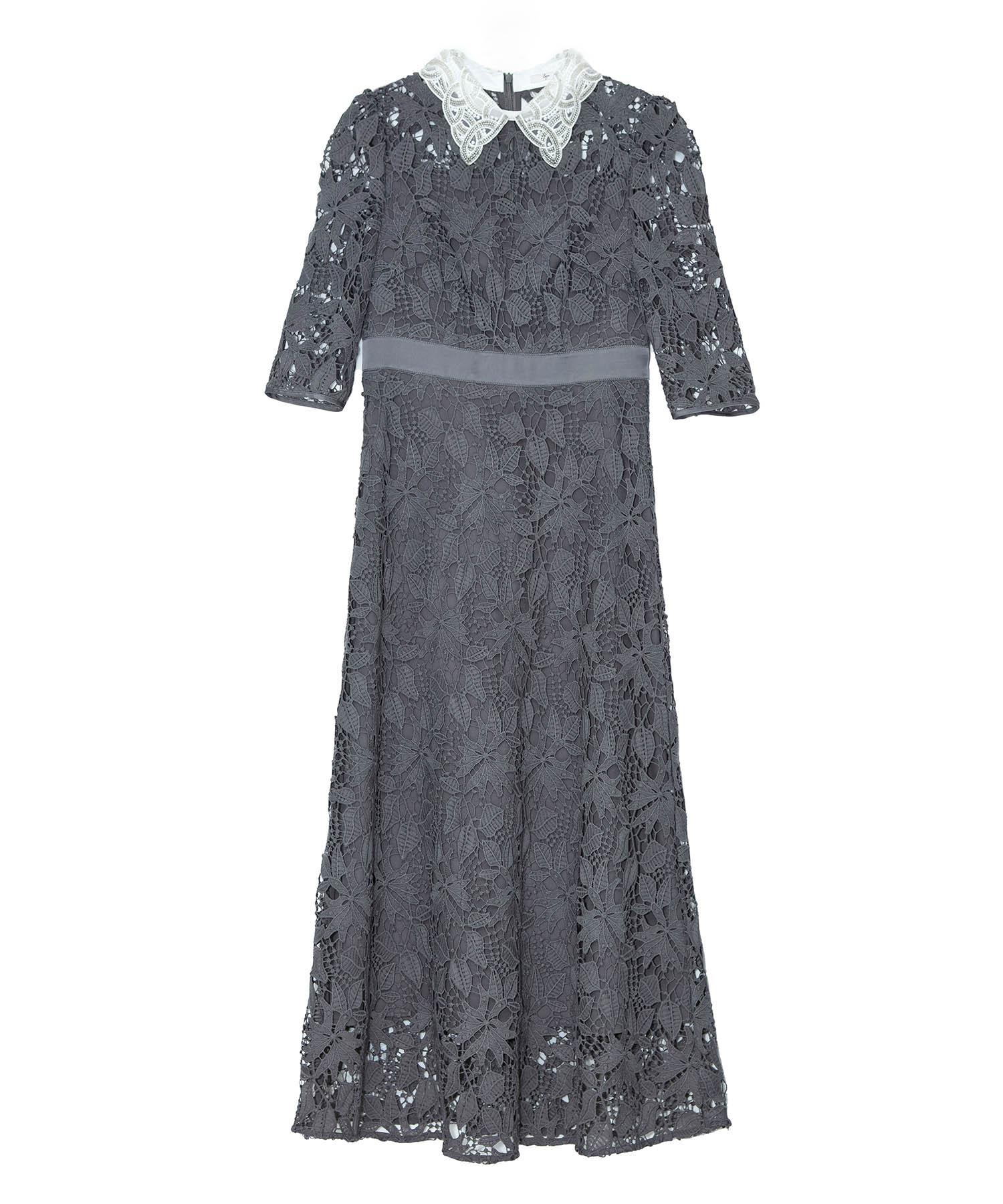 【一部当日発送】花柄レースビジューカラーAラインワンピースドレス