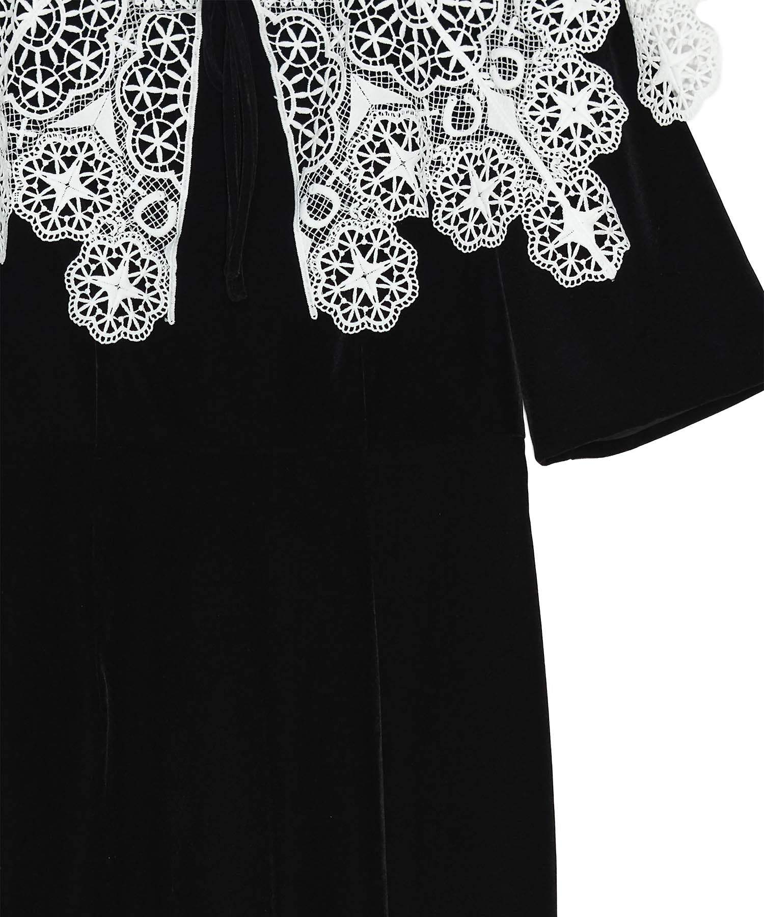 【当日発送】レースカラーベロアIラインワンピースドレス