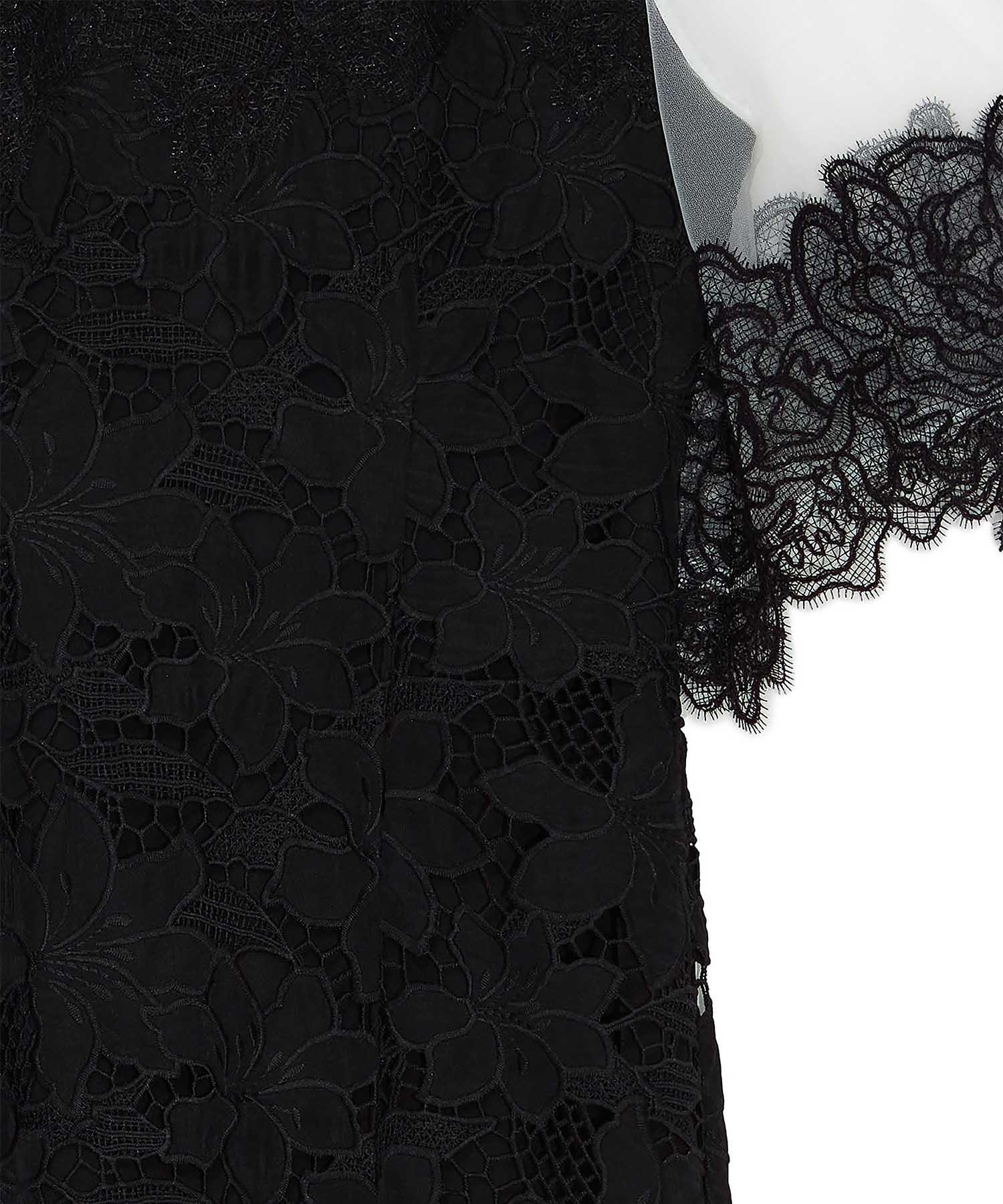 【当日発送】シアーレースフラワーIラインドレス