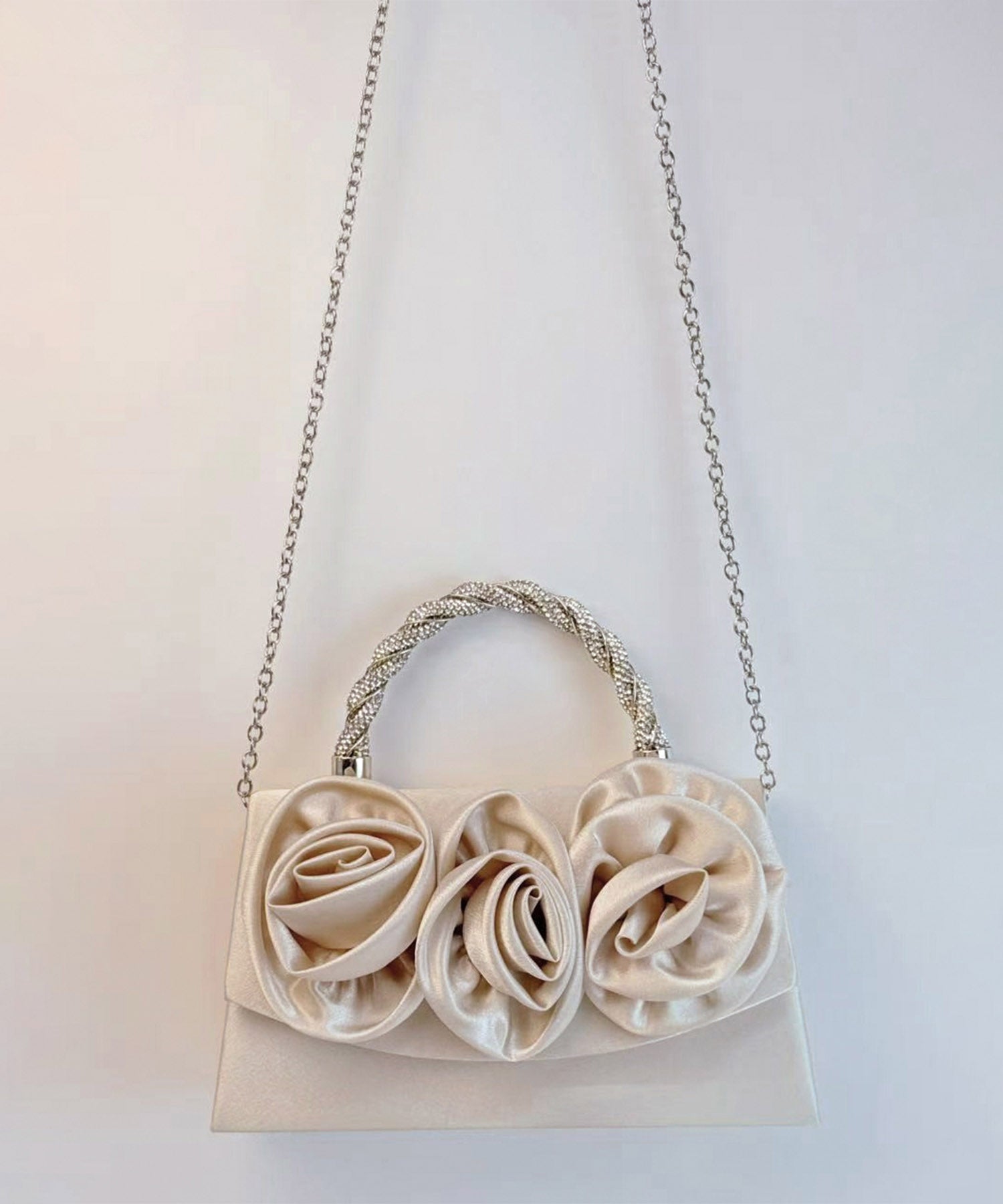 【COMING SOON】2WAYローズフラワー ツイストストーンハンドルバッグ