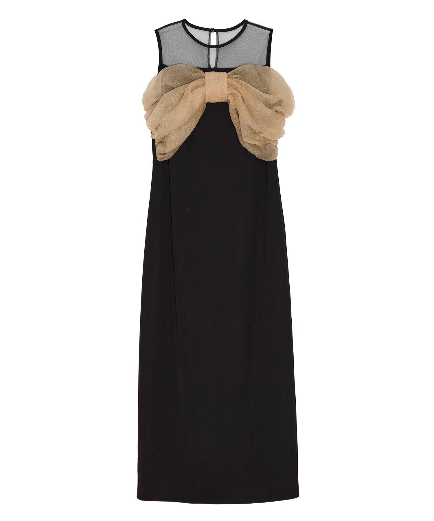 【当日発送】フロントリボンチュールIラインワンピースドレス