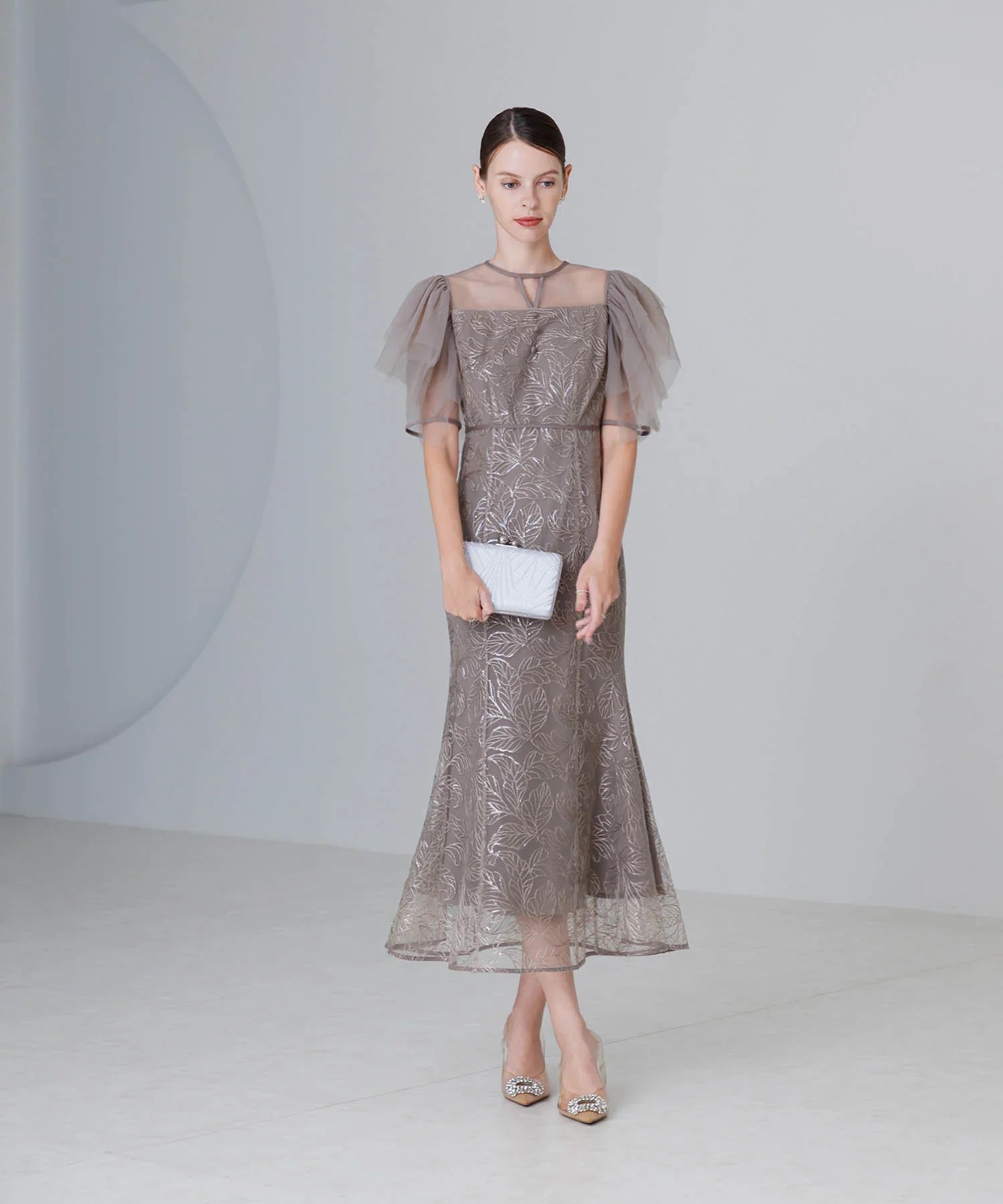 当日発送】チュールスリーブボタニカルマーメイドワンピース結婚