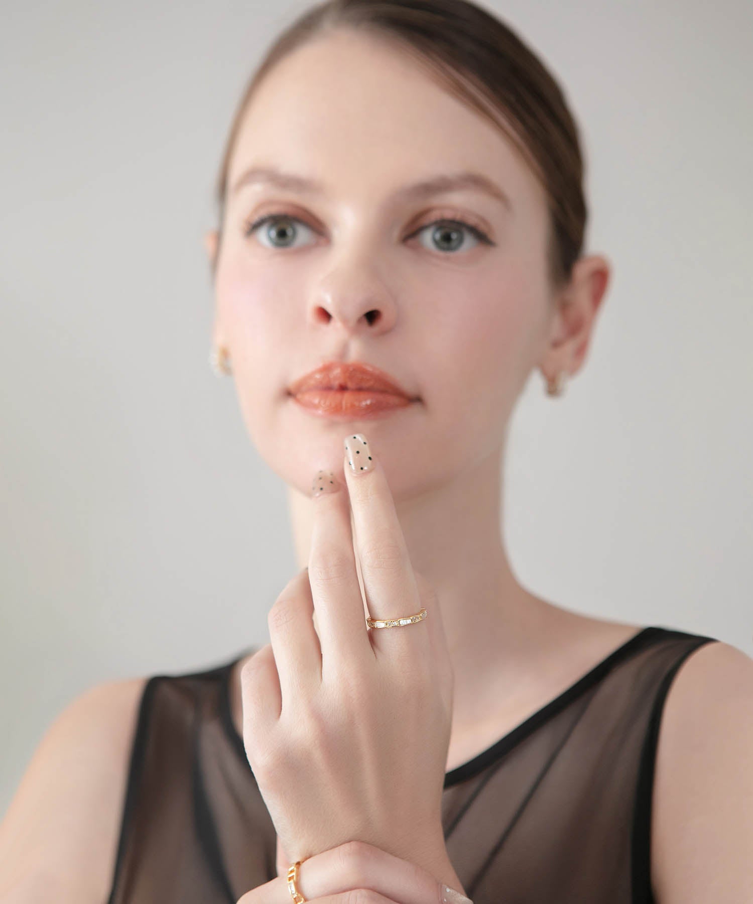 【当日発送】ゴールドスクエアビジューリング