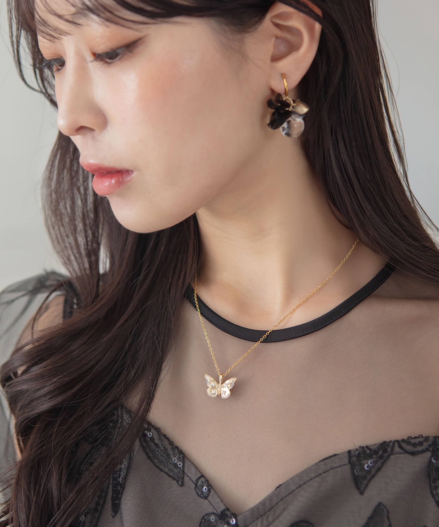 【当日発送】バタフライストーンネックレス