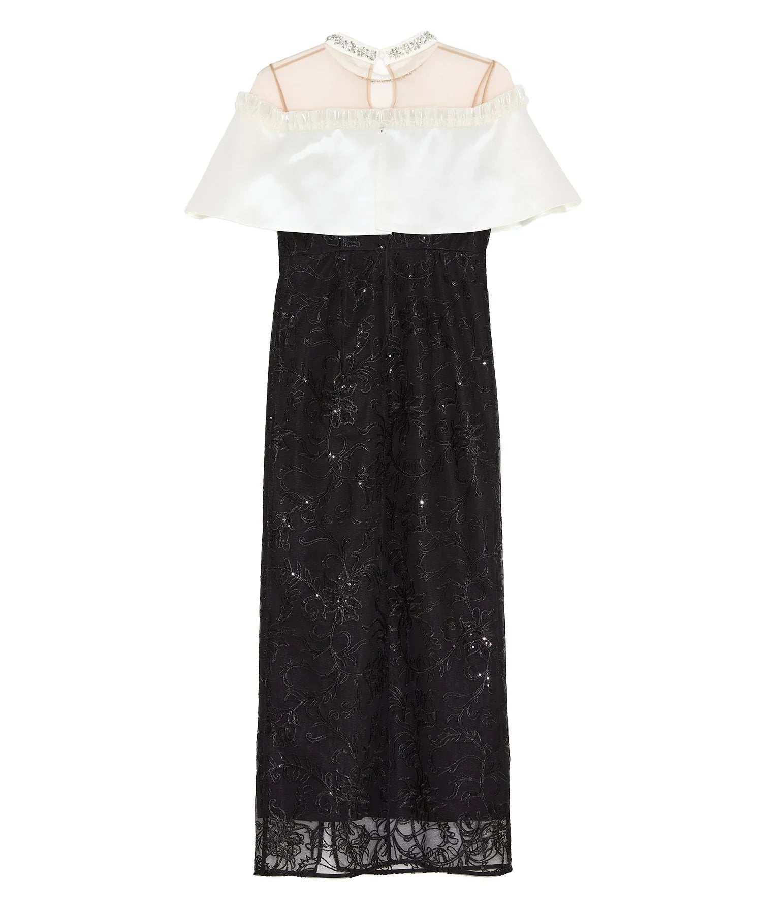 SOLD OUT】ビジューネックオープンショルダーフレアスパンコール
