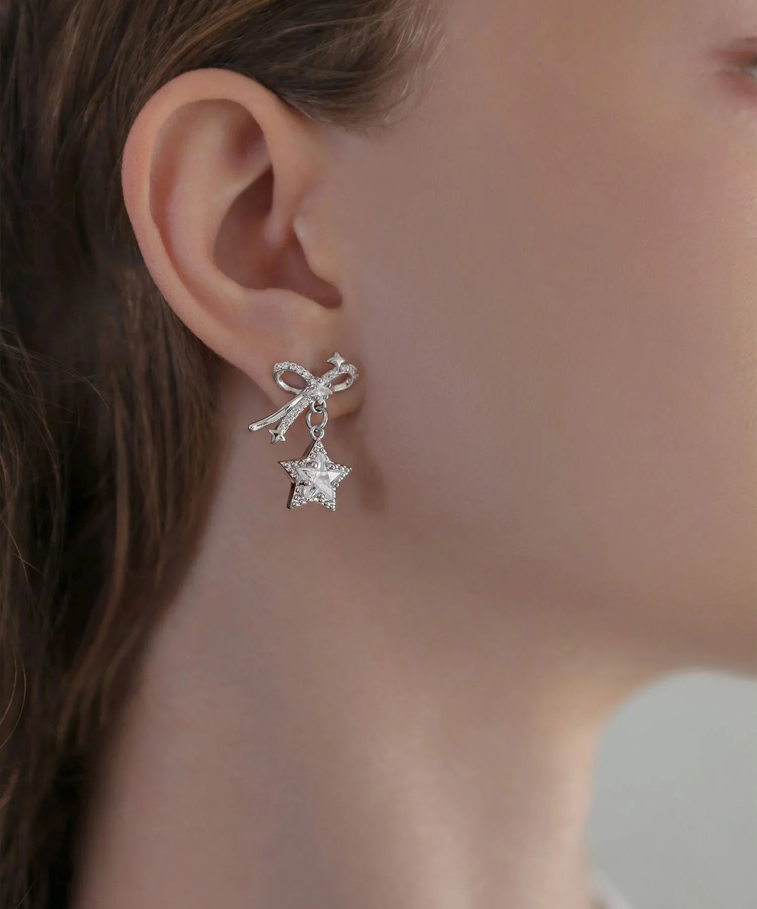 【当日発送】リボンスターモチーフシルバーピアス