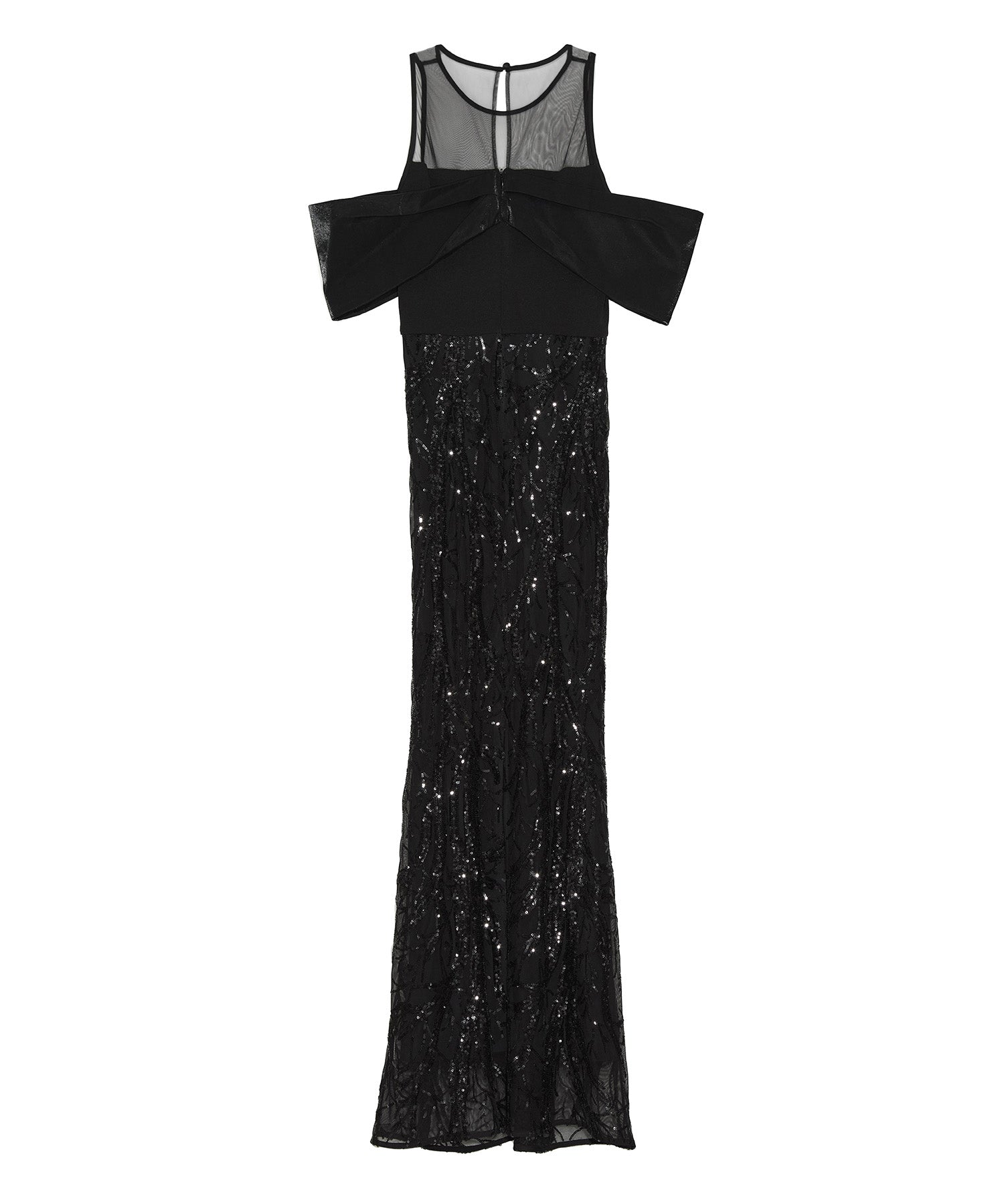 【LEJA LUXE】シースルーオフショルダーデザインスパンコールマーメイドドレス